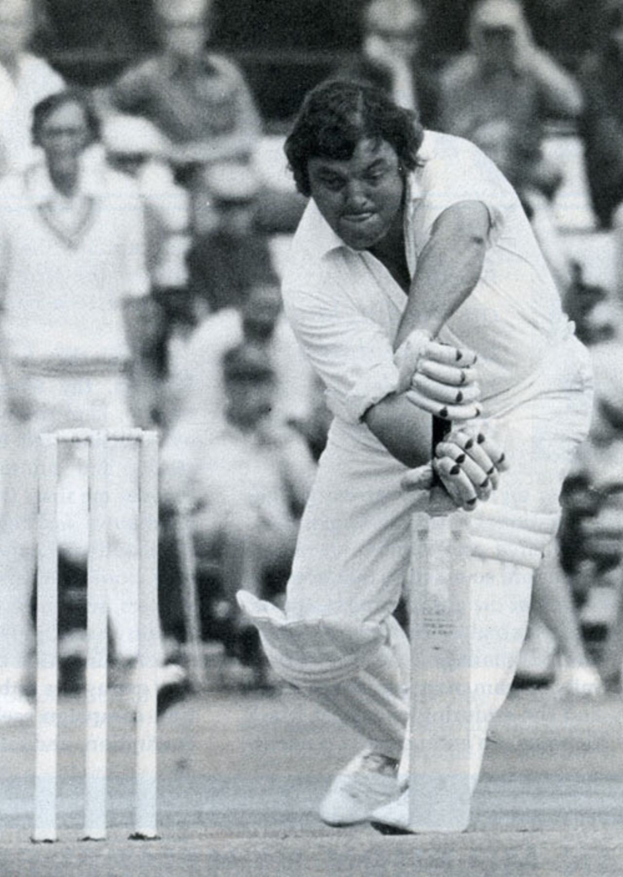 Colin Milburn in action during his brief comeback, 1973