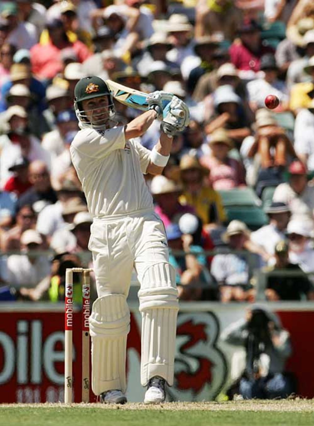 Michael Clarke slaps a catch back to Steve Harmison, Australia v England, 3rd Test, Perth, December 14, 2006