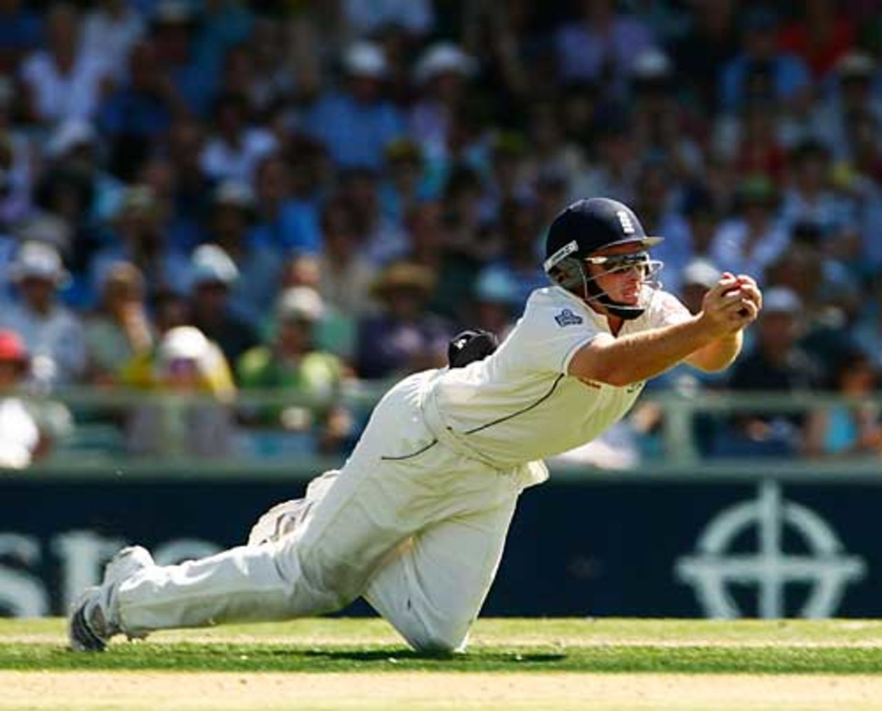 Ian Bell dives from short leg to catch Adam Gilchrist, Australia v England, 3rd Test, Perth, December 14, 2006