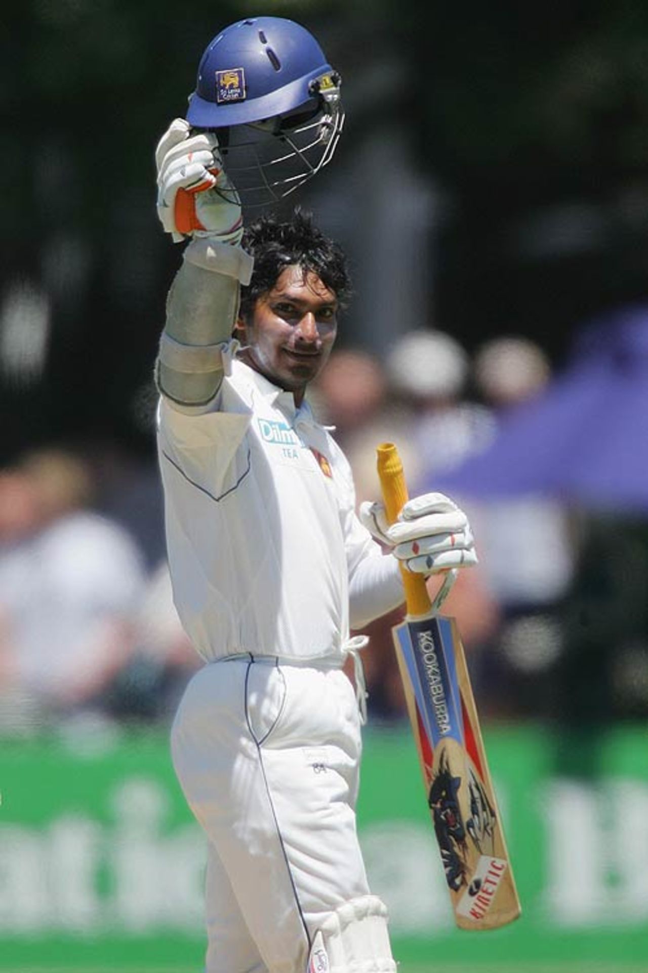 Kumar Sangakkara celebrates his century, New Zealand v Sri Lanka, 2nd Test, Wellington, December 15, 2006