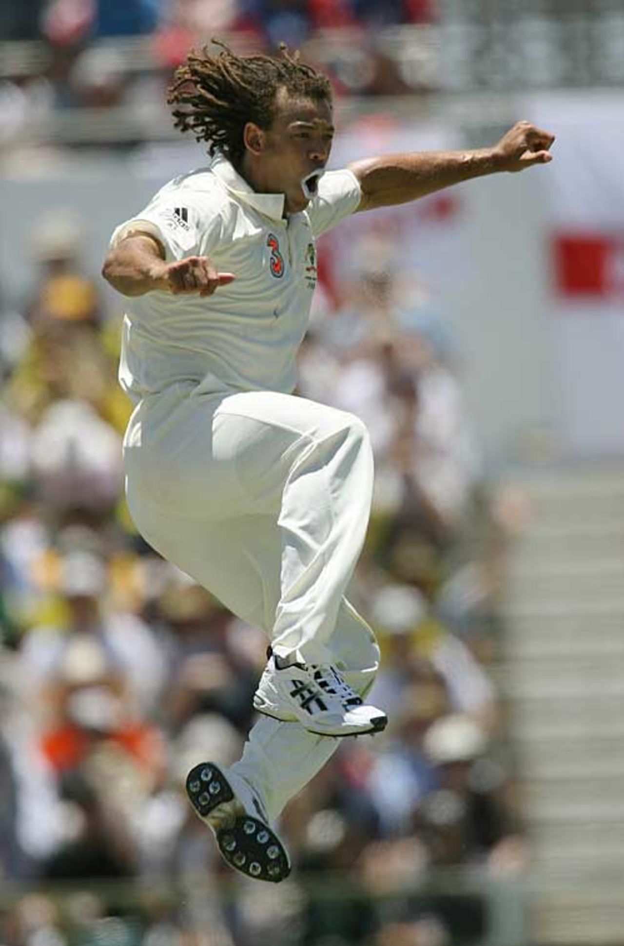 Andrew Symonds celebrates removing Geraint Jones for his second wicket, Australia v England, 3rd Test, Perth, December 15, 2006
