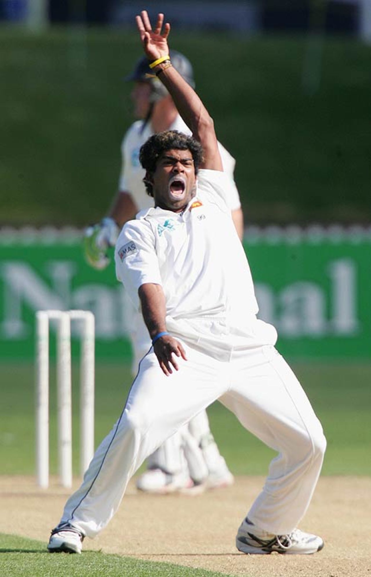 Lasith Malinga roars an appeal, New Zealand v Sri Lanka, 2nd Test, Wellington, December 15, 2006
