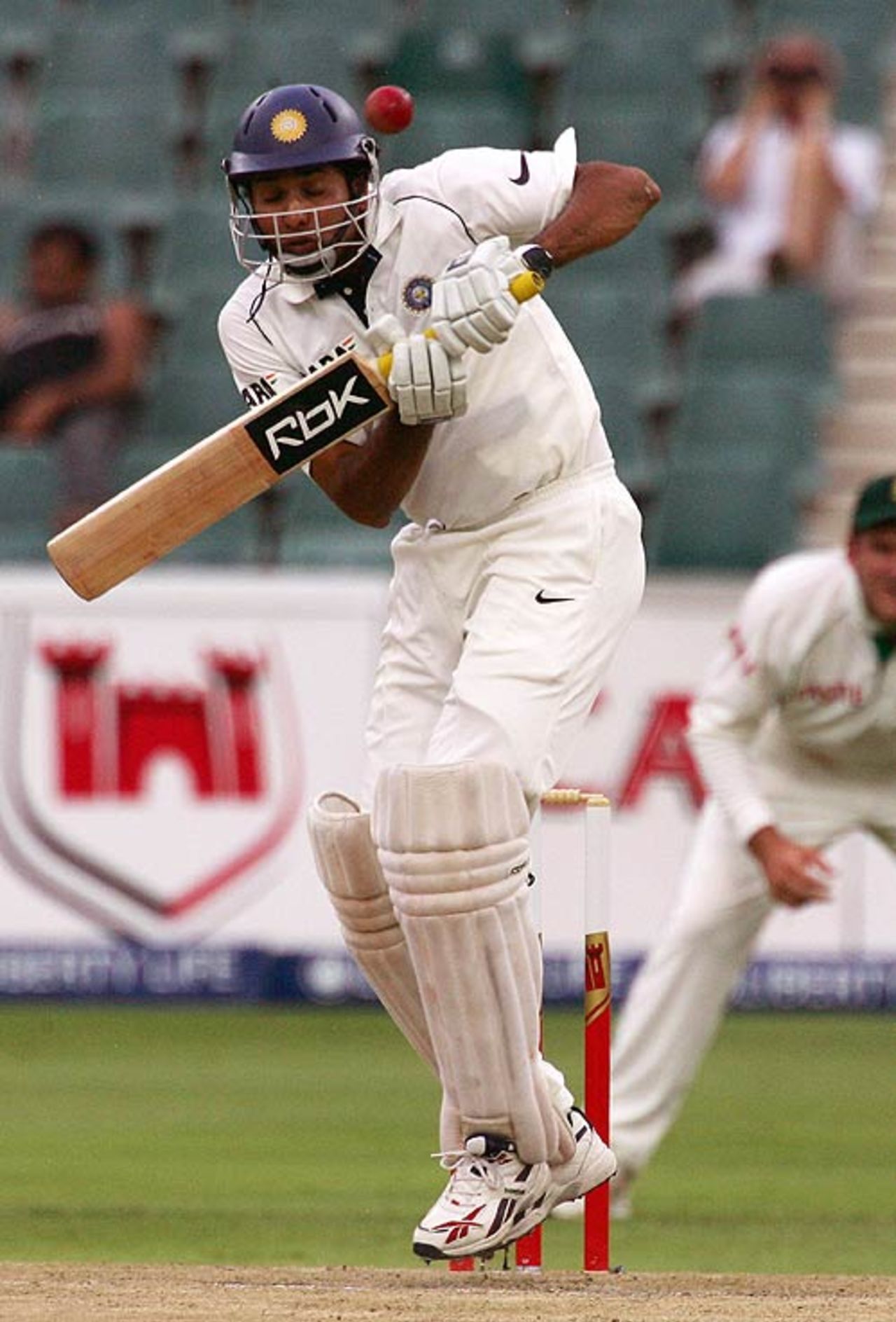 VVS Laxman is surprised with a lifter, South Africa v India, 1st Test, Johannesburg, 1st day, December 15, 2006