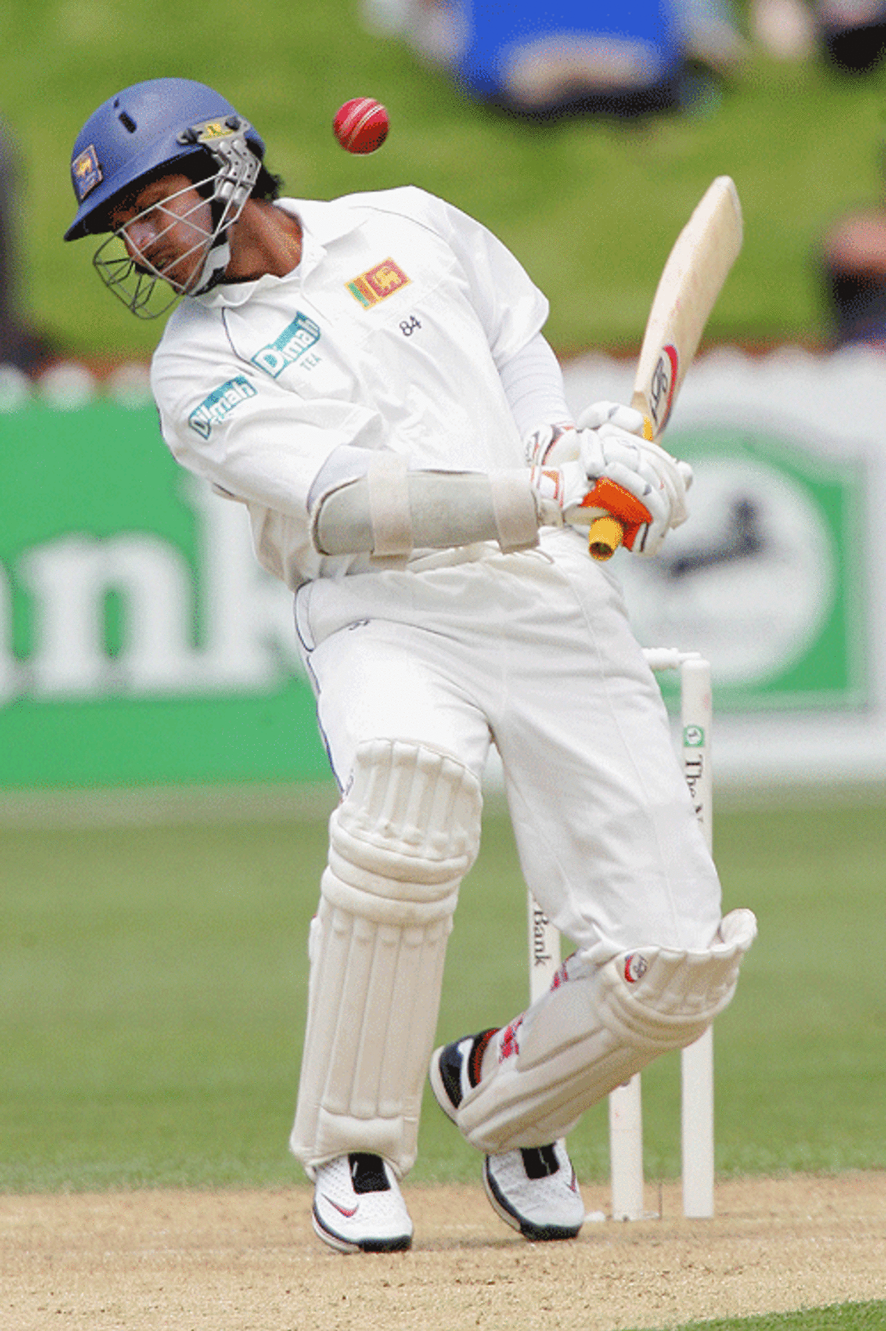 Kumar Sangakkara takes evasive action against Shane Bond, New Zealand v Sri Lanka, 2nd Test, Wellington, December 16, 2006