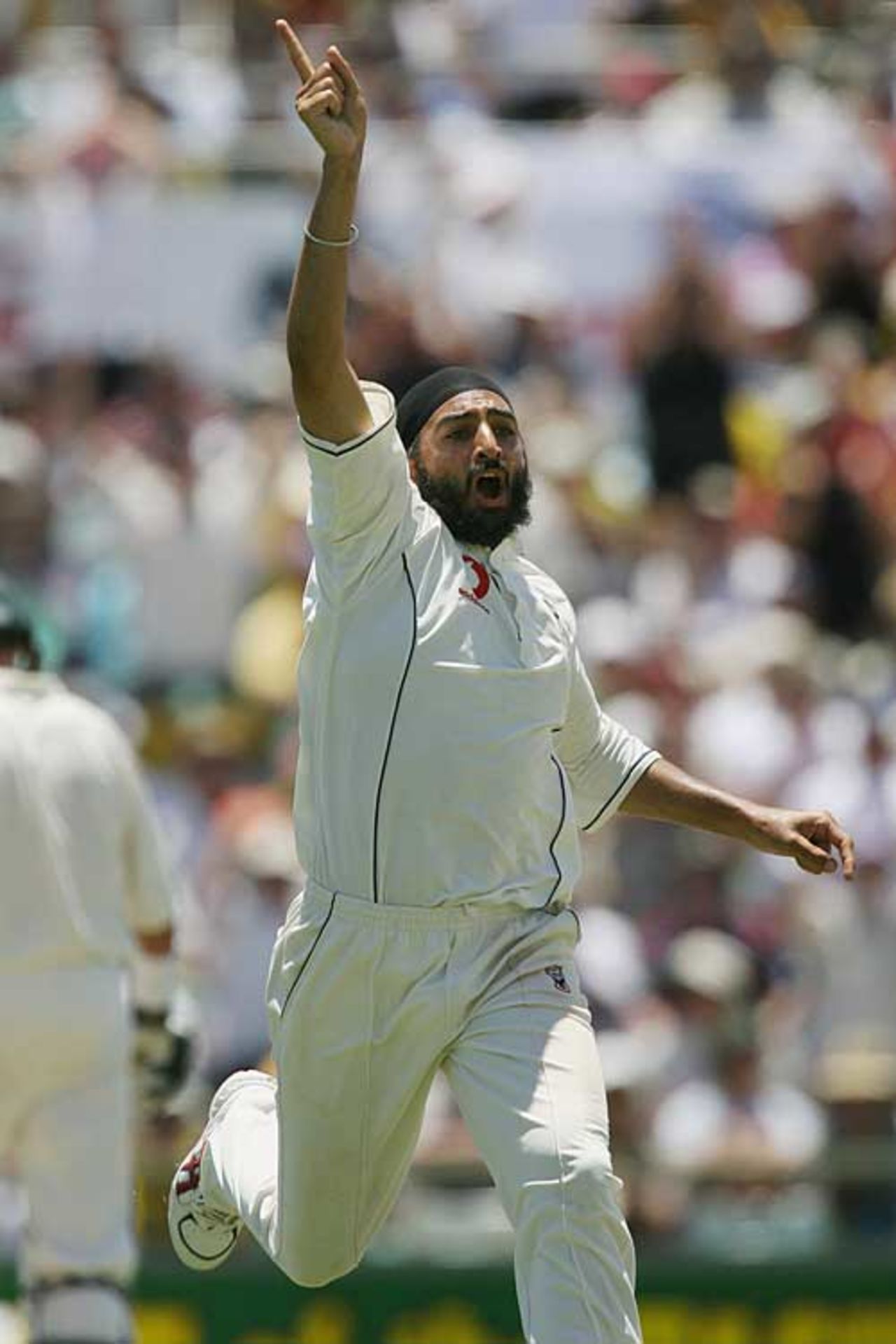 Monty Panesar celebrates removing Matthew Hayden, Australia v England, 3rd Test, Perth, December 16, 2006