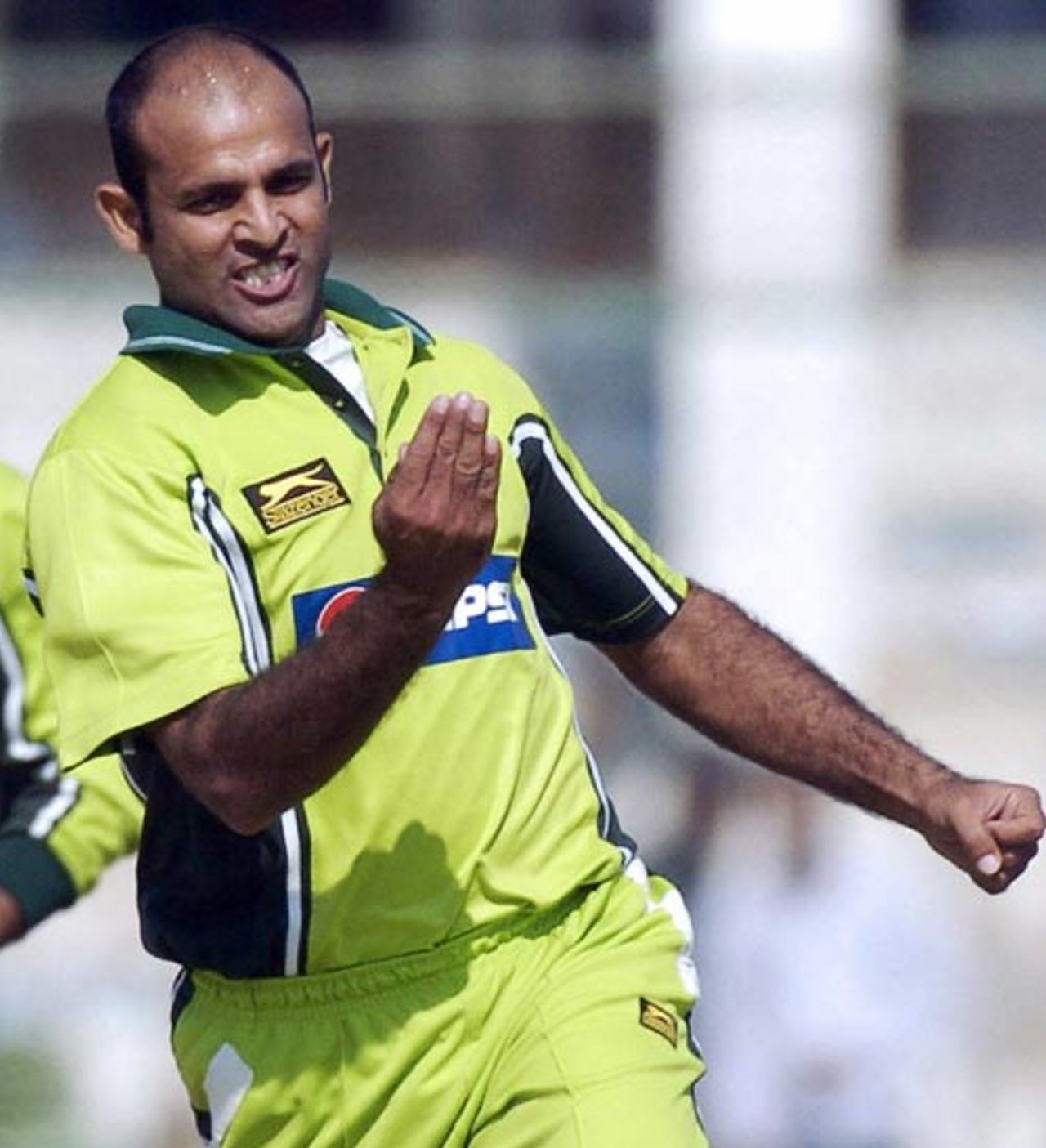 Rana Naved-ul-Hasan reacts after dismissing Chris Gayle for the fourth time in the series, Pakistan v West Indies, 5th ODI, Karachi, December 16, 2006