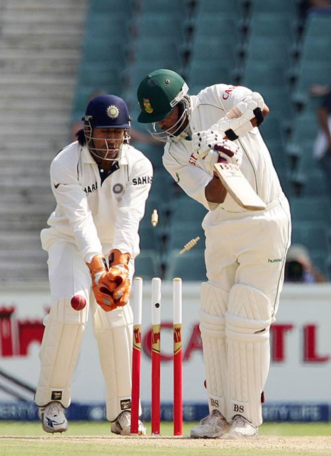 Makhaya Ntini is cleaned up by an Anil Kumble flipper, South Africa v India, 1st Test, Johannesburg, 2nd day, December 16, 2006