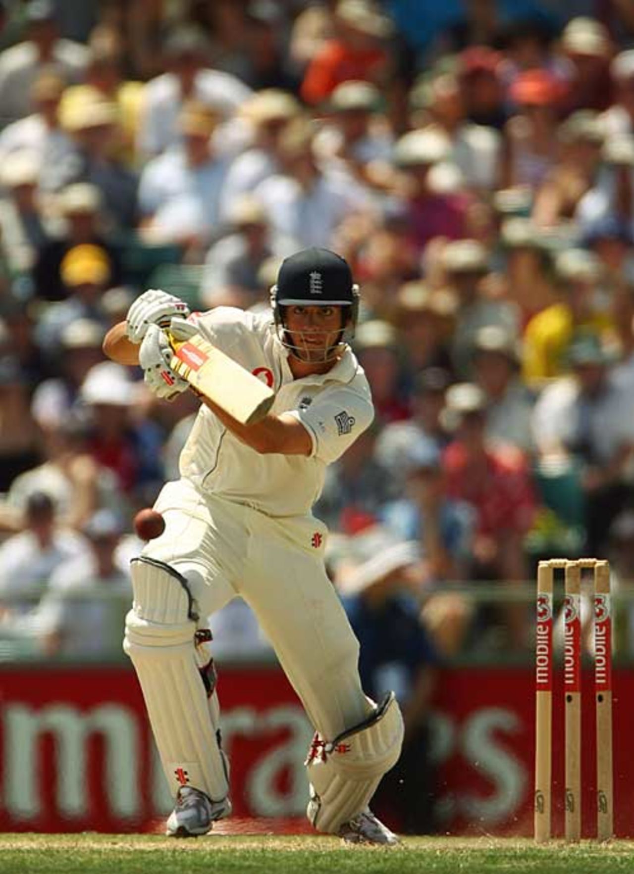 Alastair Cook drives as he finally finds form during the Ashes series, Australia v England, 3rd Test, Perth, December 17, 2006
