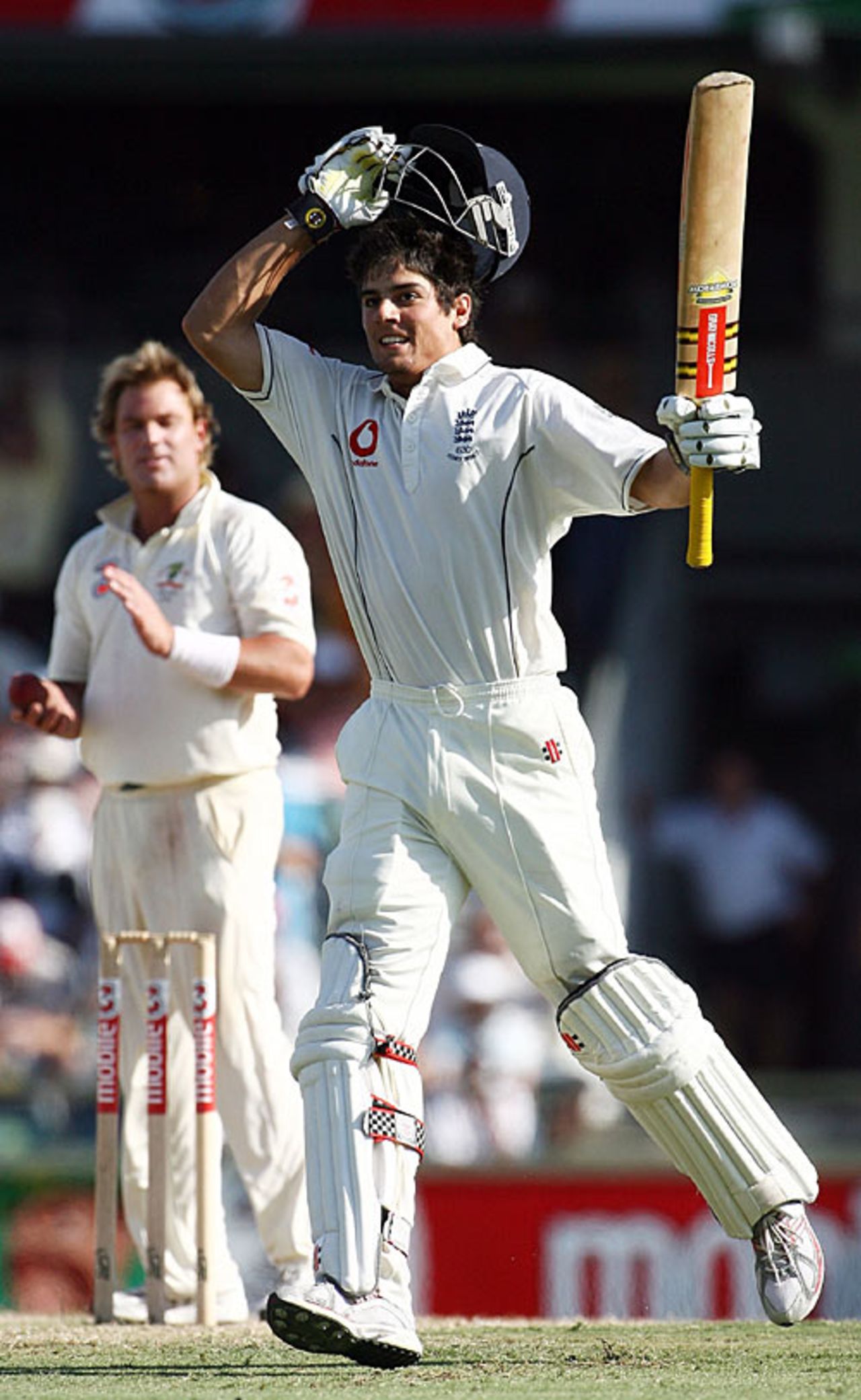 Alastair Cook celebrates his century at Perth, Australia v England, 3rd Test, Perth, December 17, 2006