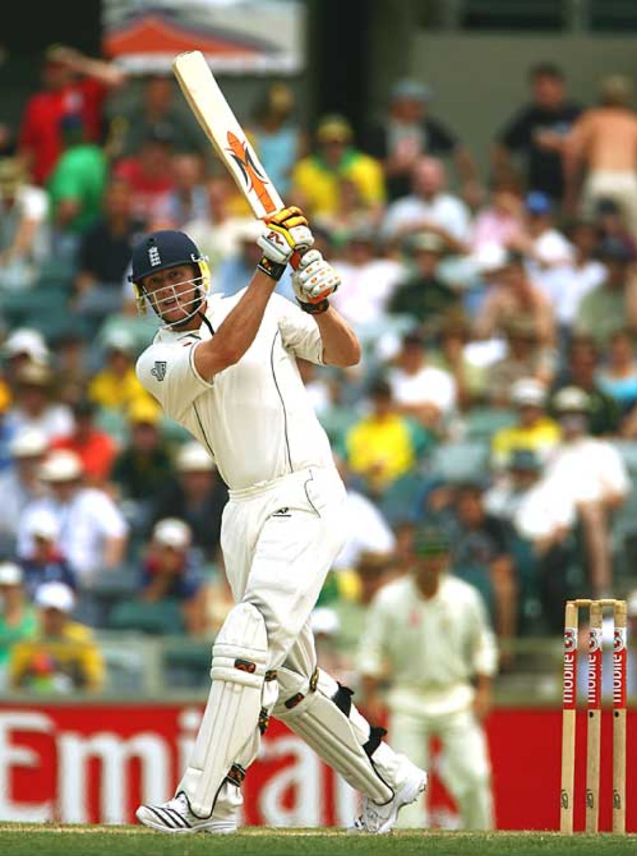 Andrew Flintoff takes one over the leg side during his half-century, Australia v England, 3rd Test, Perth, December 18, 2006