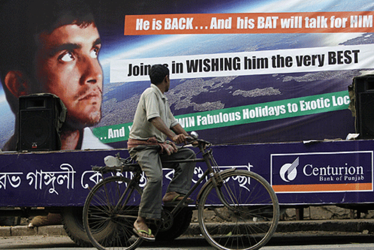 A mobile campaign bill board in Kolkata displays a well-wishing message for Sourav Ganguly, Kolkata, December 12, 2006