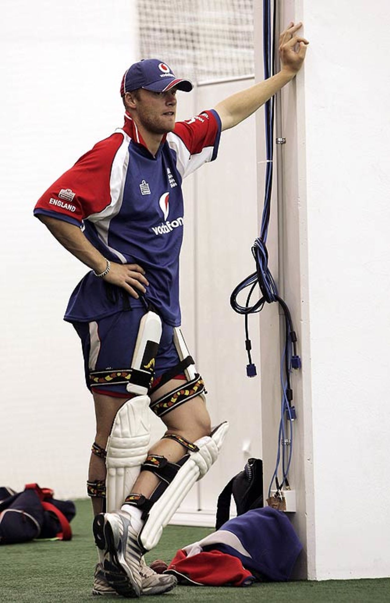 Andrew Flintoff hangs around to have a crack at the nets, Melbourne, December 25, 2006