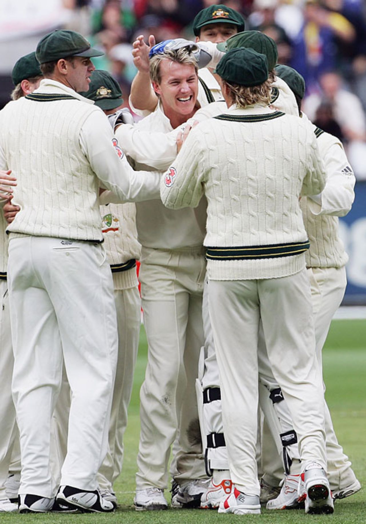 Brett Lee is congratulated on dismissing Alastair Cook, Australia v England, 4th Test, MCG, December 26, 2006