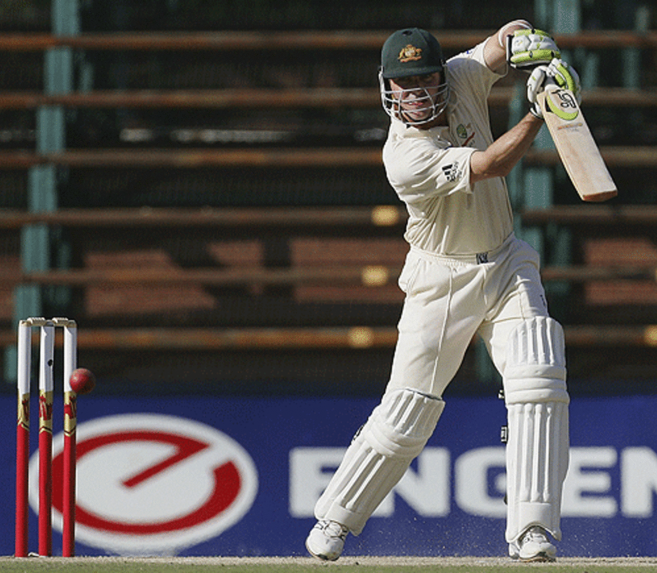 Damien Martyn drives during his crucial hundred, South Africa v Australia, 3rd Test, Johannesburg, 5th day, April 4, 2006