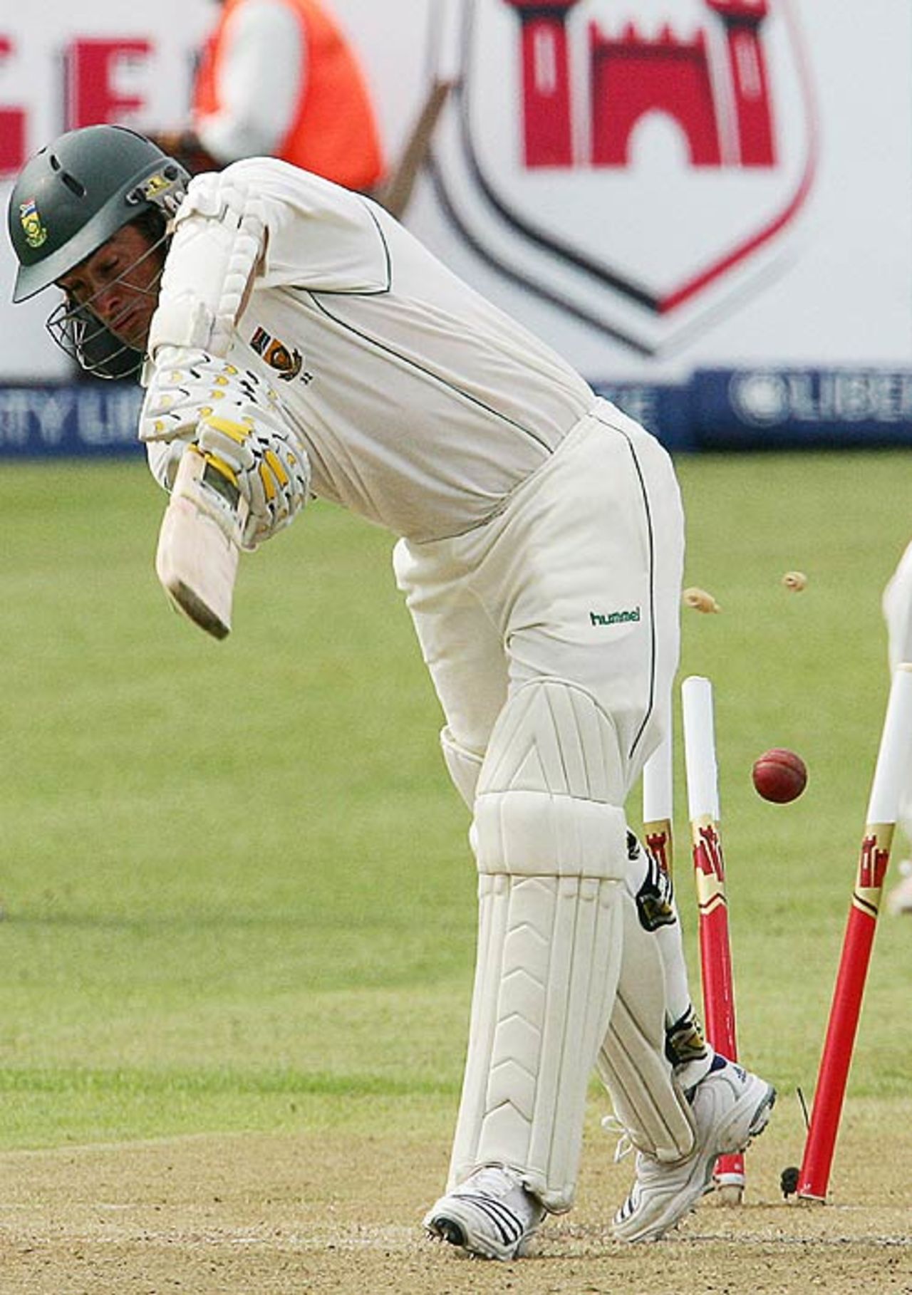 Mark Boucher is comprehensively bowled by a Sreesanth inswinger, South Africa v India, 2nd Test, Durban, 1st day, December 26, 2006