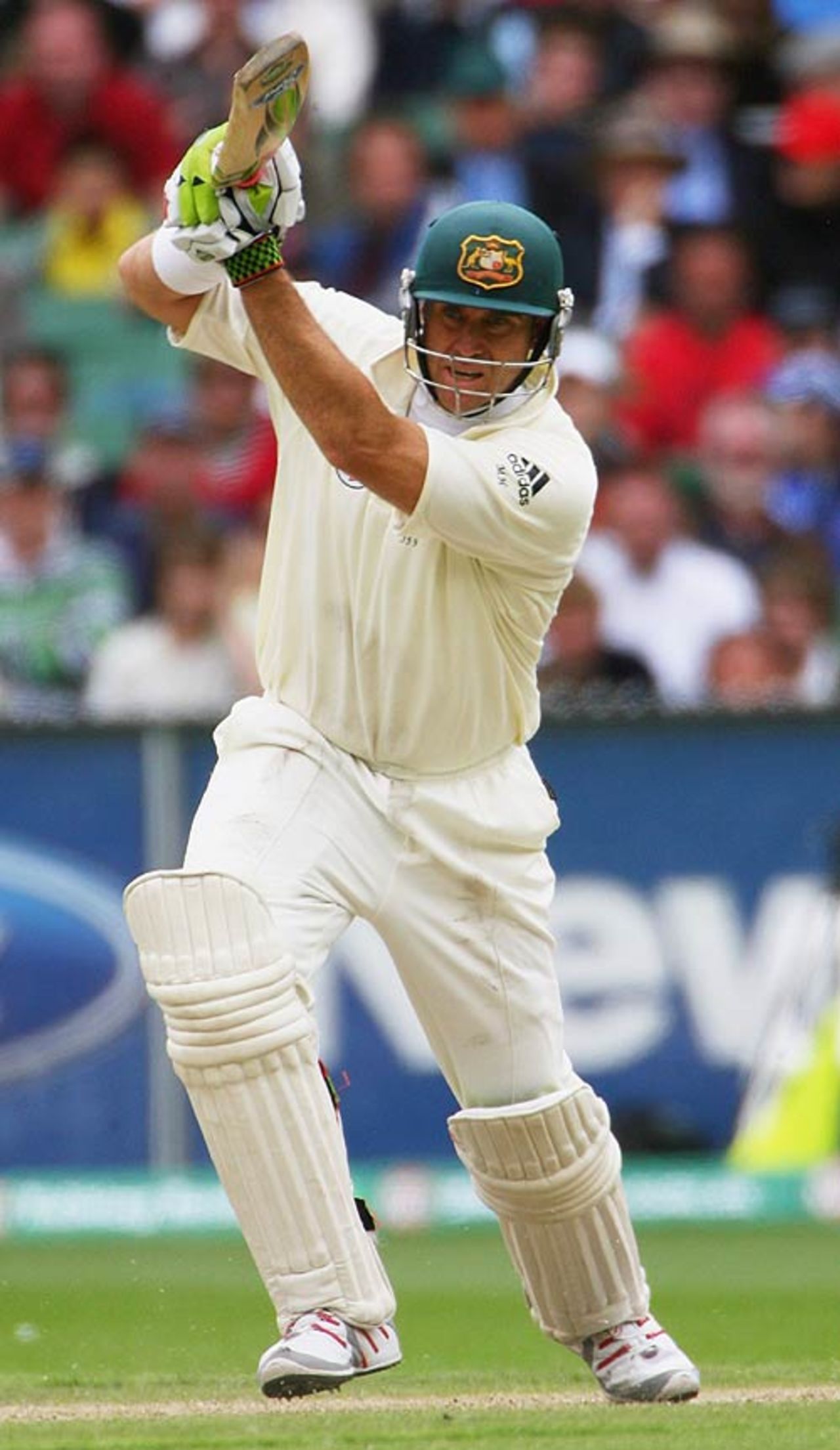 Matthew Hayden drives as he and Andrew Symonds put England on the back foot, Australia v England, 4th Test, Melbourne, December 27, 2006