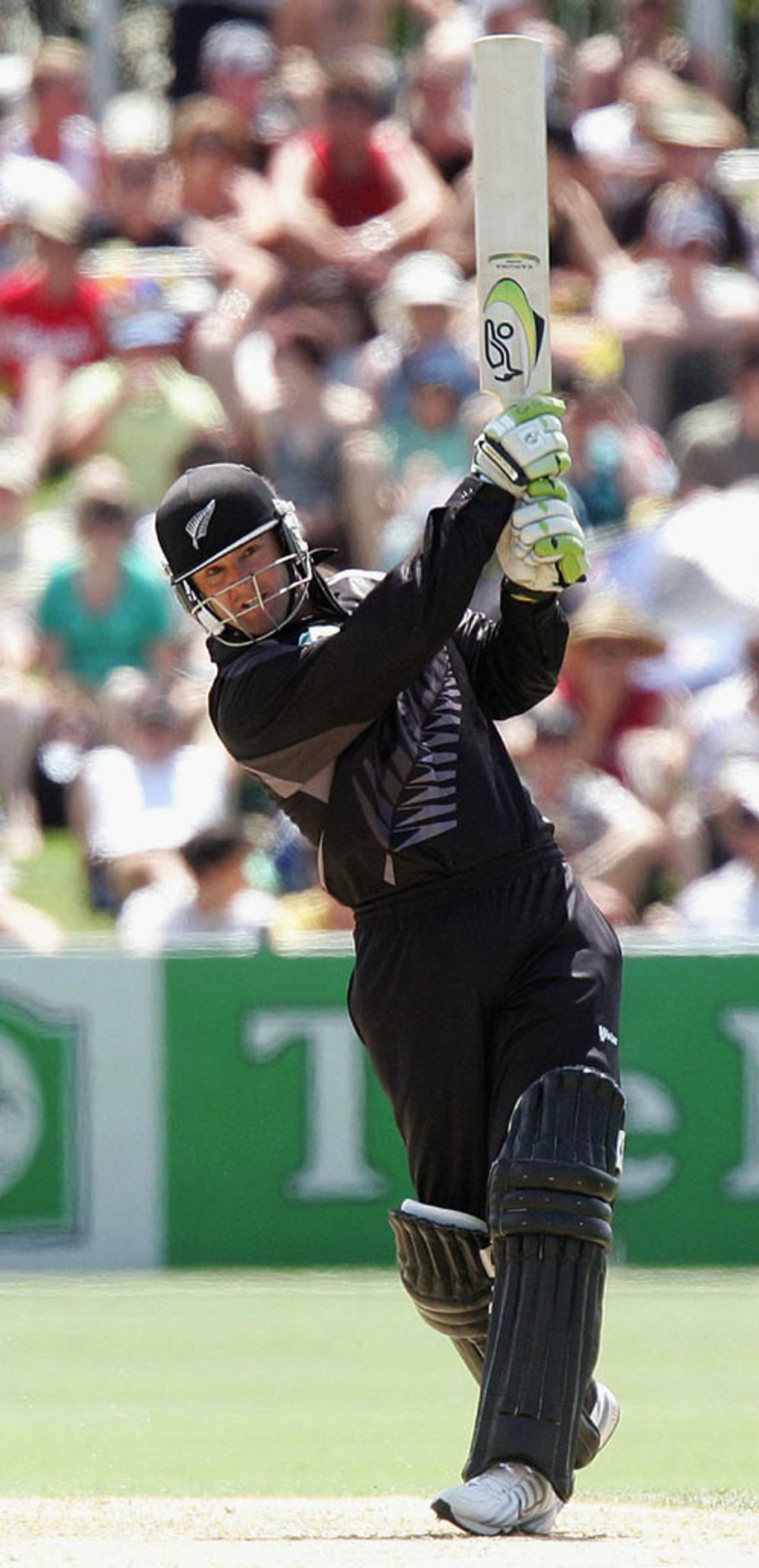 Nathan Astle flays one to the cover fence, New Zealand v Sri Lanka, 1st ODI, Napier, December 28, 2006