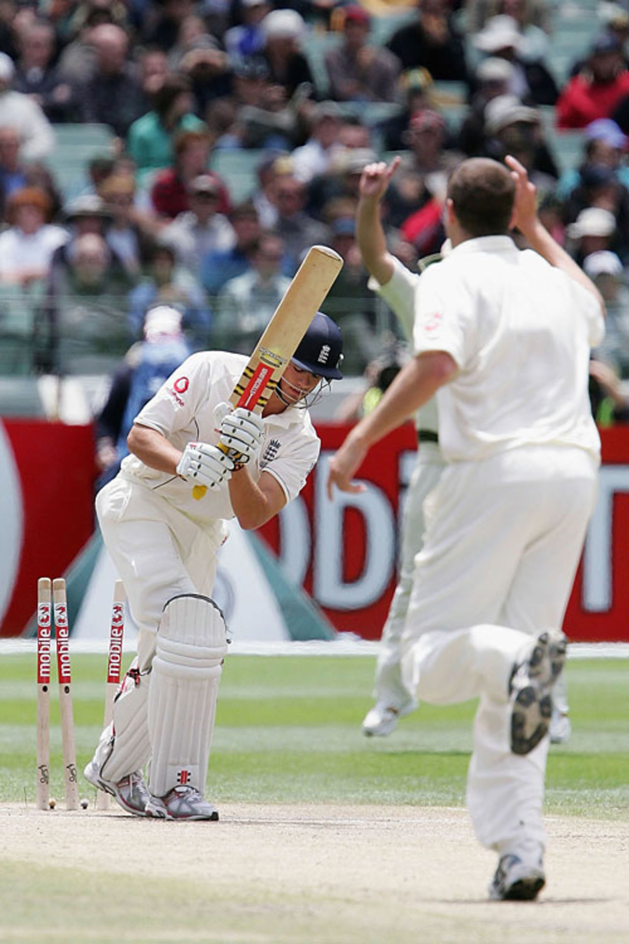 Alastair Cook is bowled by Stuart Clark, Australia v England, 4th Test, Melbourne, December 28, 2006