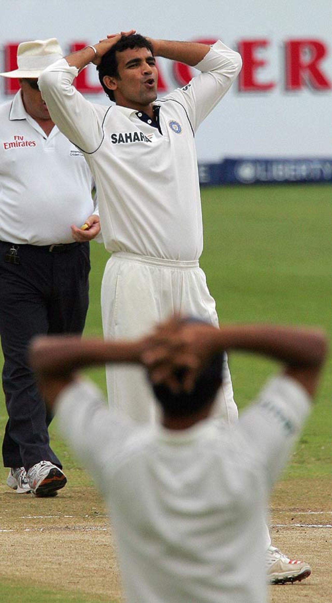 Zaheer Khan reacts to a close call, South Africa v India, 2nd Test, Durban, 3rd day, December 28, 2006