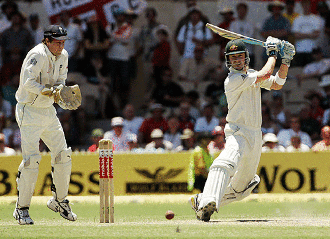Michael Clarke hammers through the covers, Australia v England, 2nd Test, Adelaide, December 4, 2006