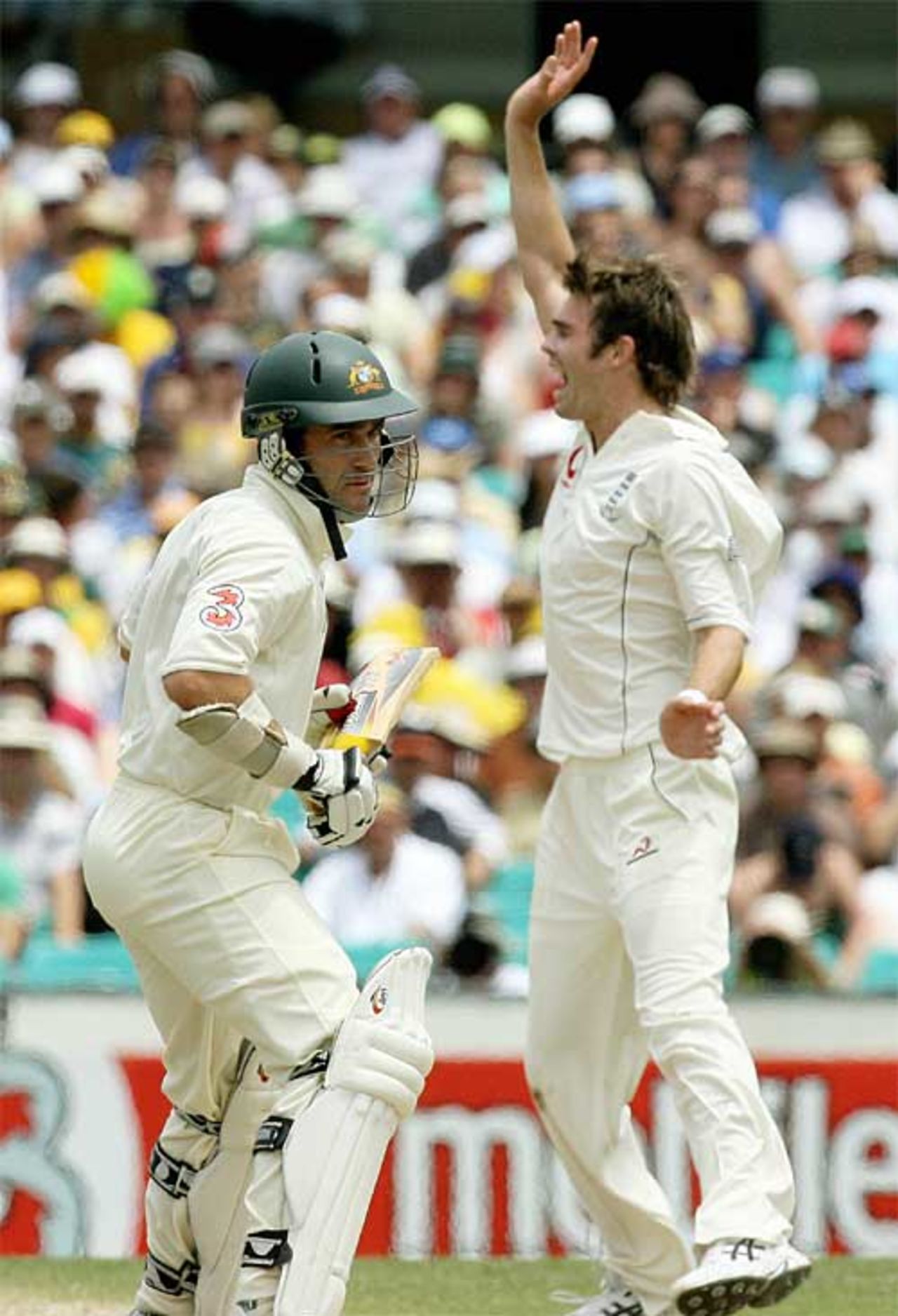James Anderson celebrates removing Justin Langer, Australia v England, 5th Test, Sydney, January 3, 2007