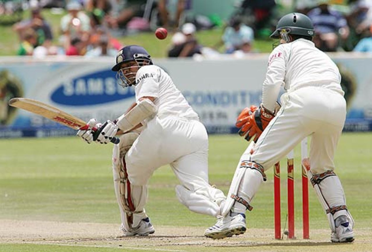 Sachin Tendulkar puts one away down the leg side, South Africa v India, 3rd Test, Cape Town, 2nd day, January 3, 2007