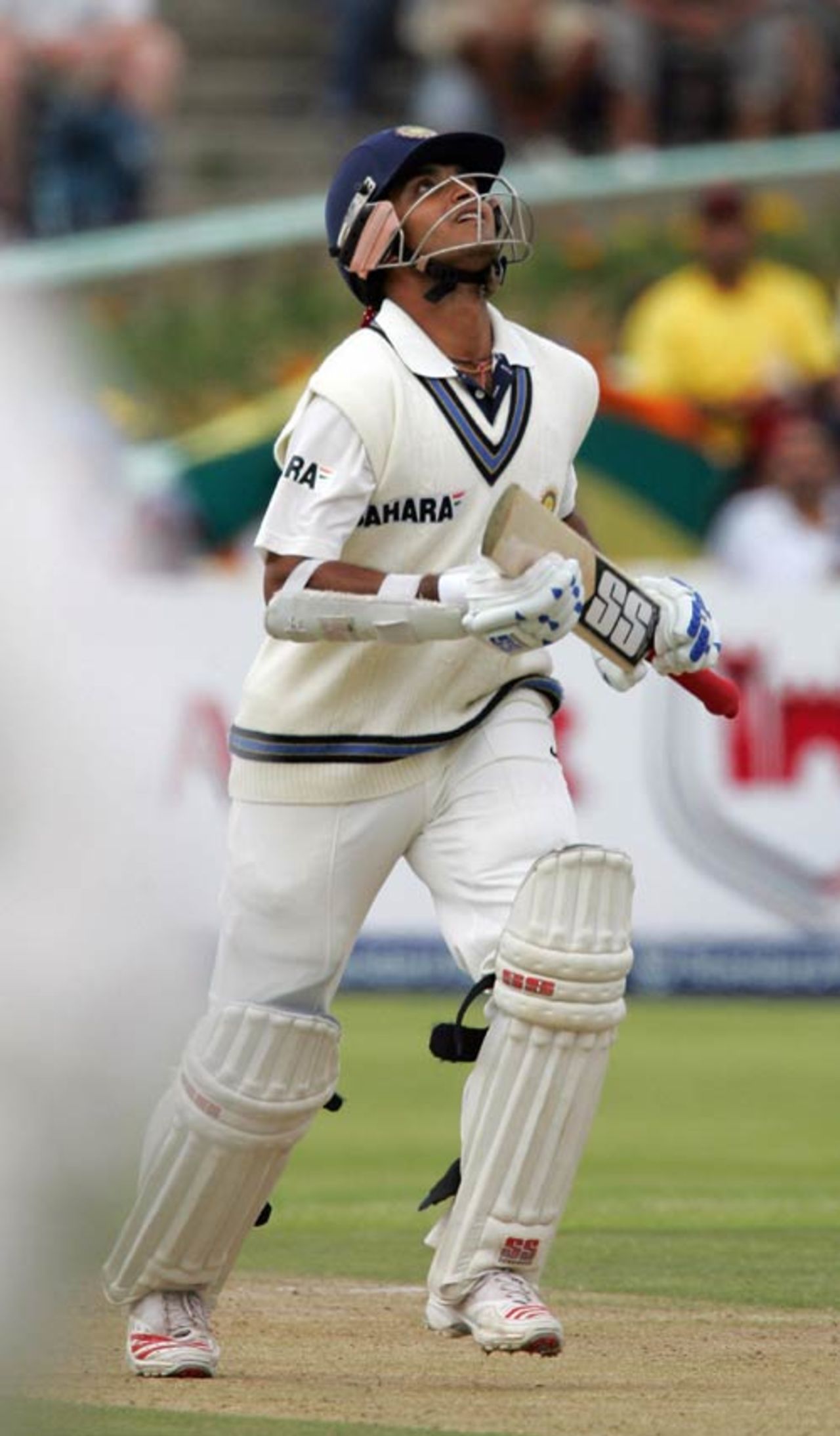 Sourav Ganguly is decieved by a slower one from Pollock and lobs a catch to mid-on, 3rd Test, Cape Town, 2nd day, January 3, 2007