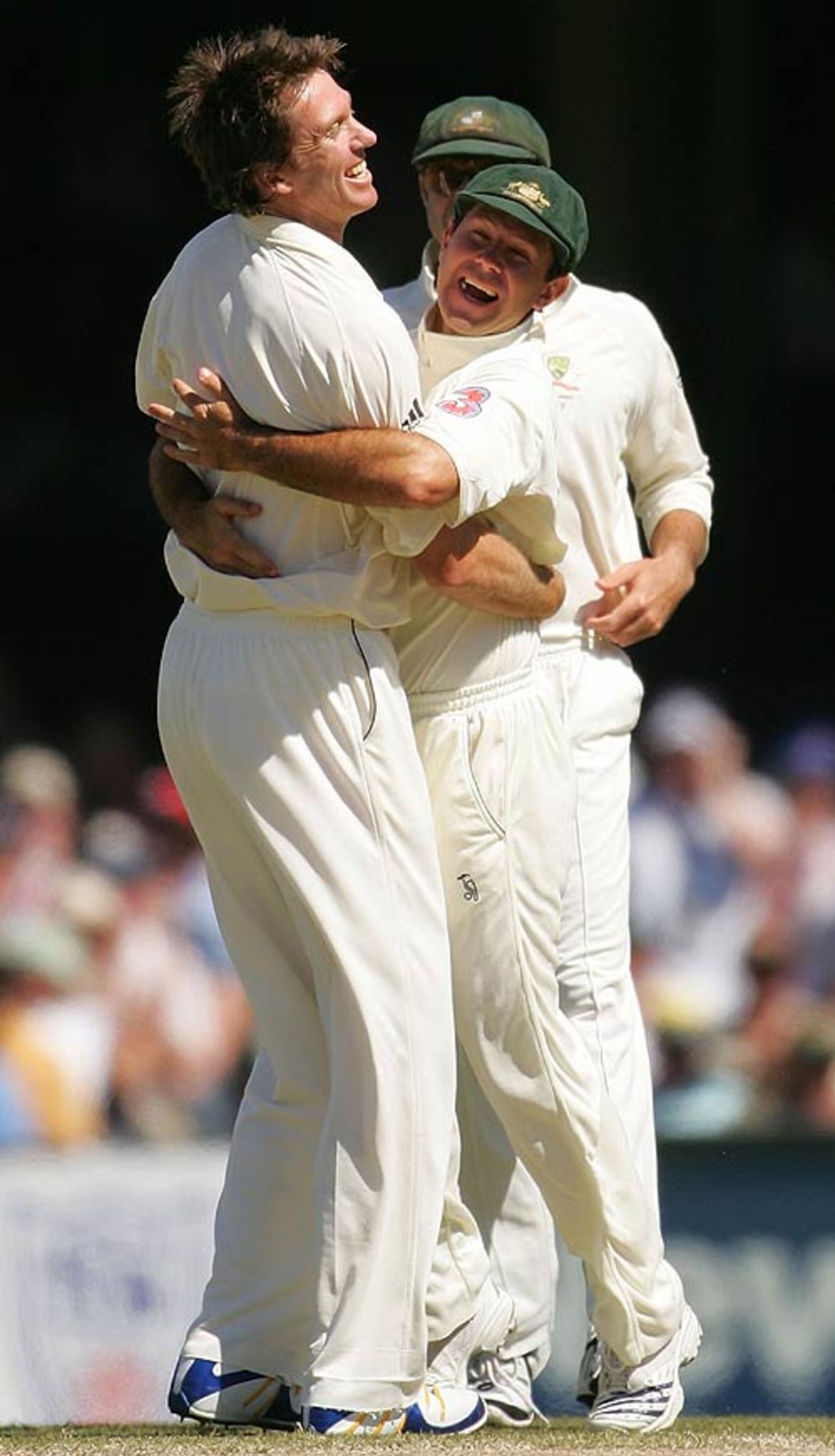Almost there: Glenn McGrath and Ricky Ponting share their joy as Englands wickets continue to fall, Australia v England, 5th Test, Sydney, January 5, 2007