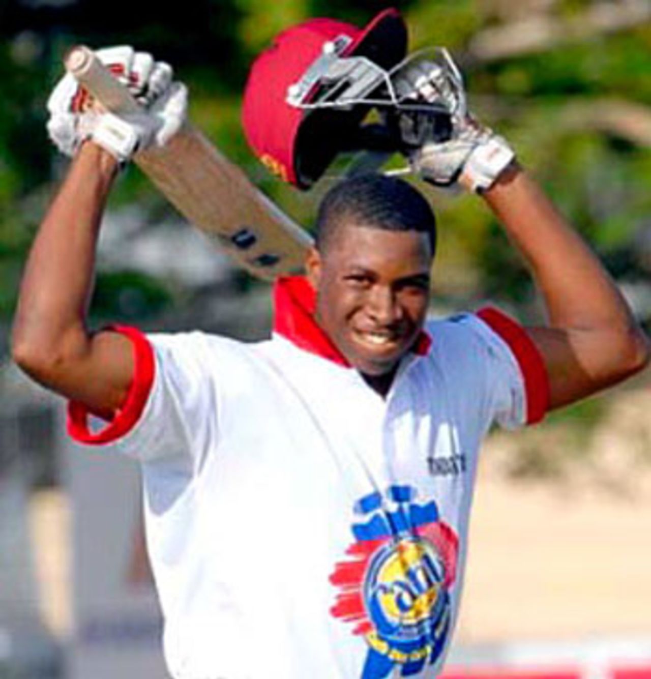 Kieron Pollard is delighted on reaching his maiden hundred, Barbados v Trinidad & Tobago, Carib Beer Series, Crab Hill, Barbados, January 4, 2007