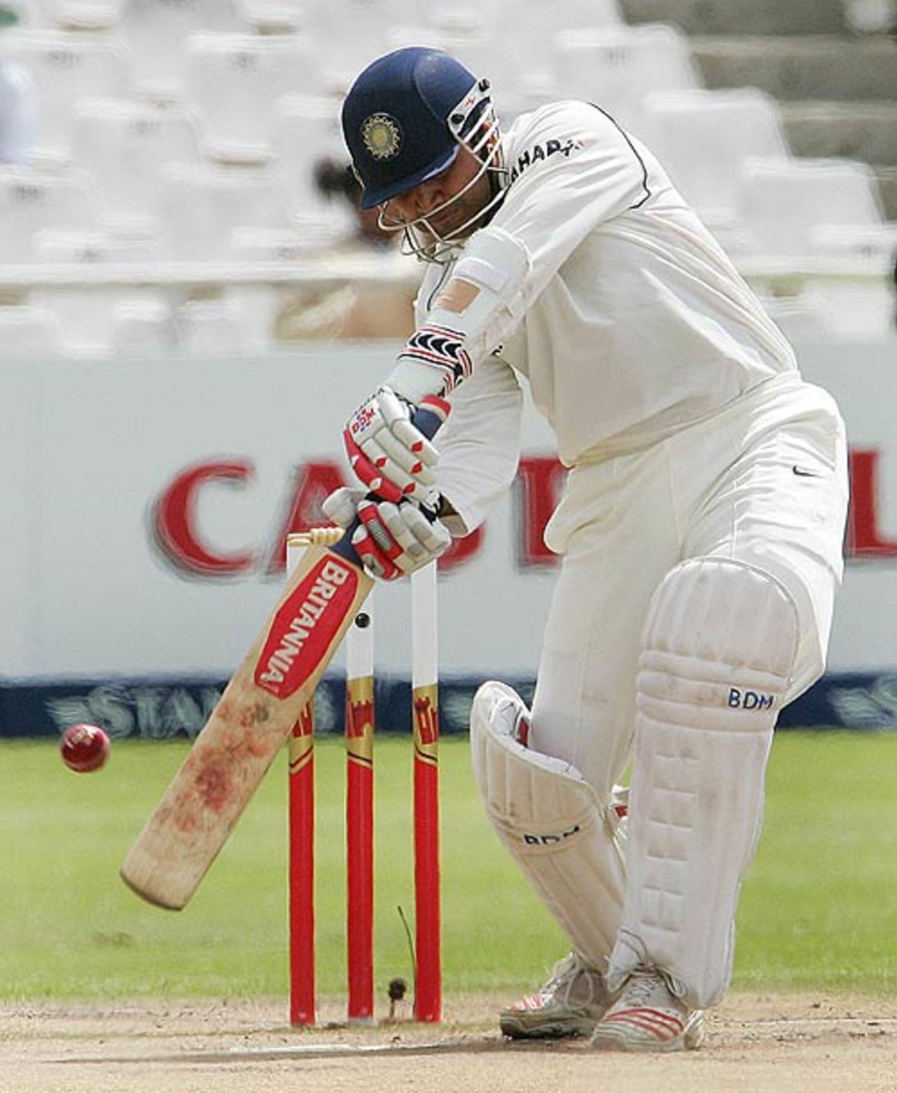 Virender Sehwag edges an ambitious drive, South Africa v India, 3rd Test, Cape Town, 4th day, January 5, 2007