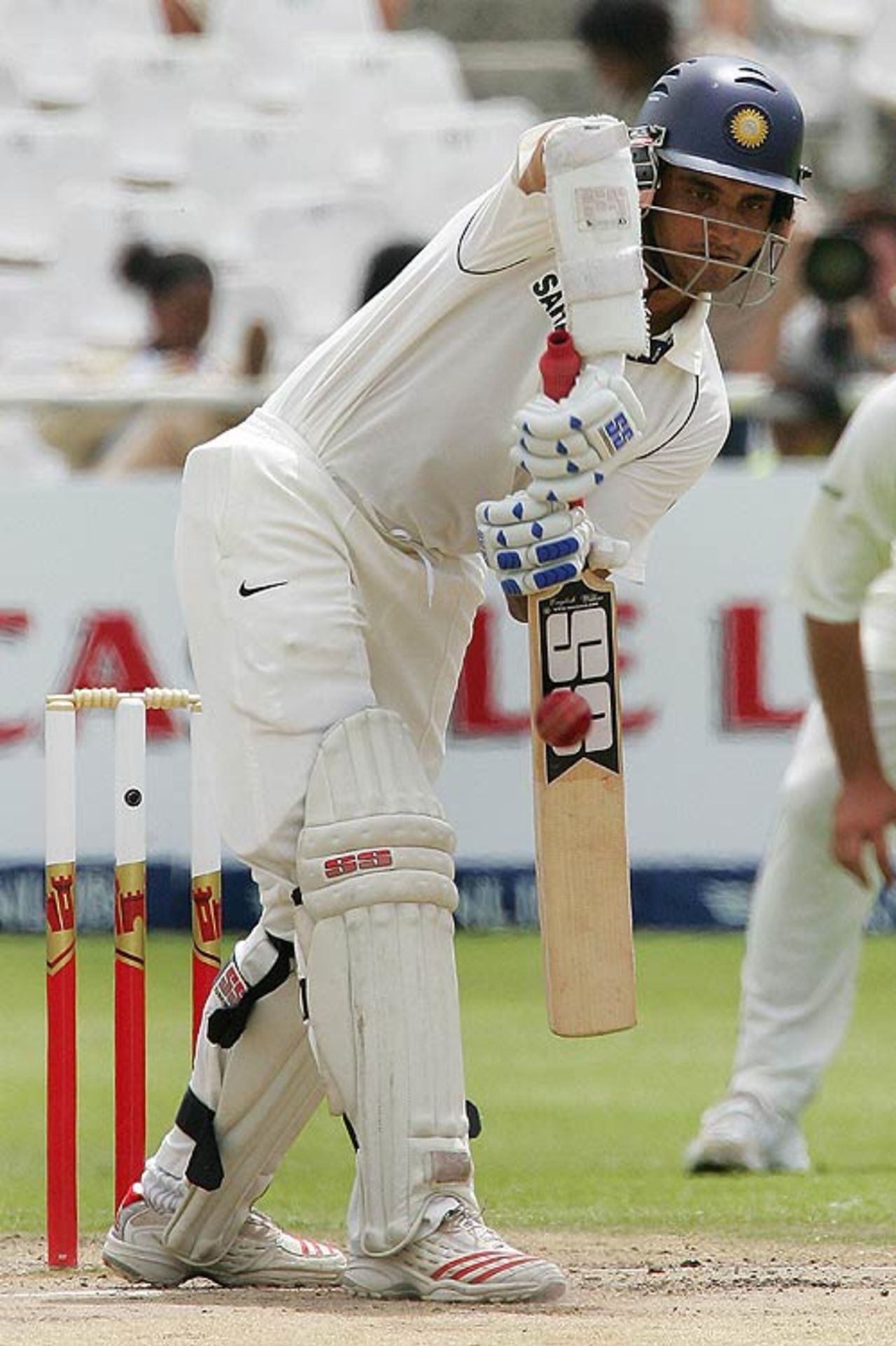 Sourav Ganguly defends on the front, South Africa v India, 3rd Test, Cape Town, 4th day, January 5, 2007