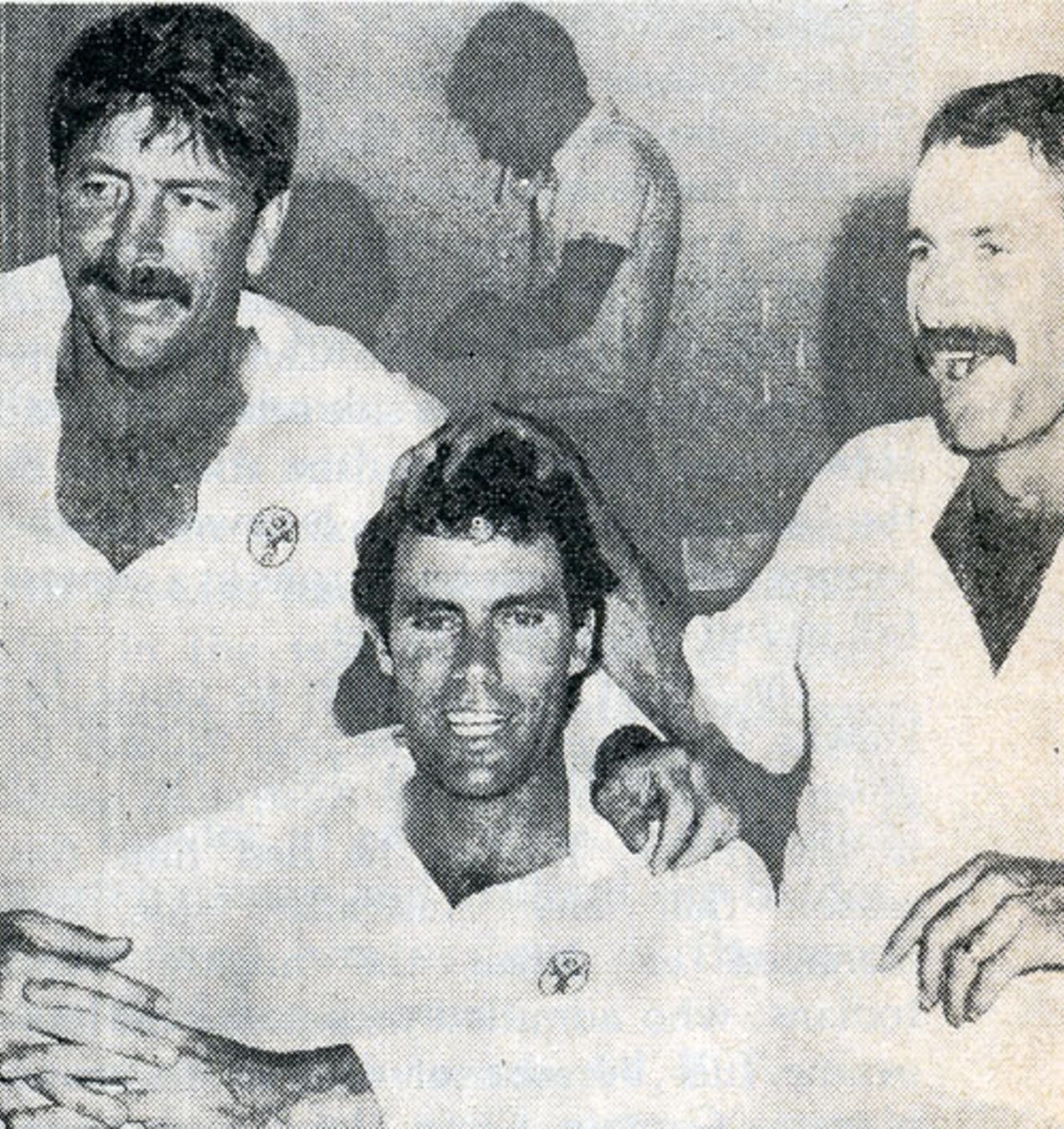 Rod Marsh, Greg Chappell and Dennis Lillee after their last Test, Australia v Pakistan, 5th Test, Sydney, January 6, 1984