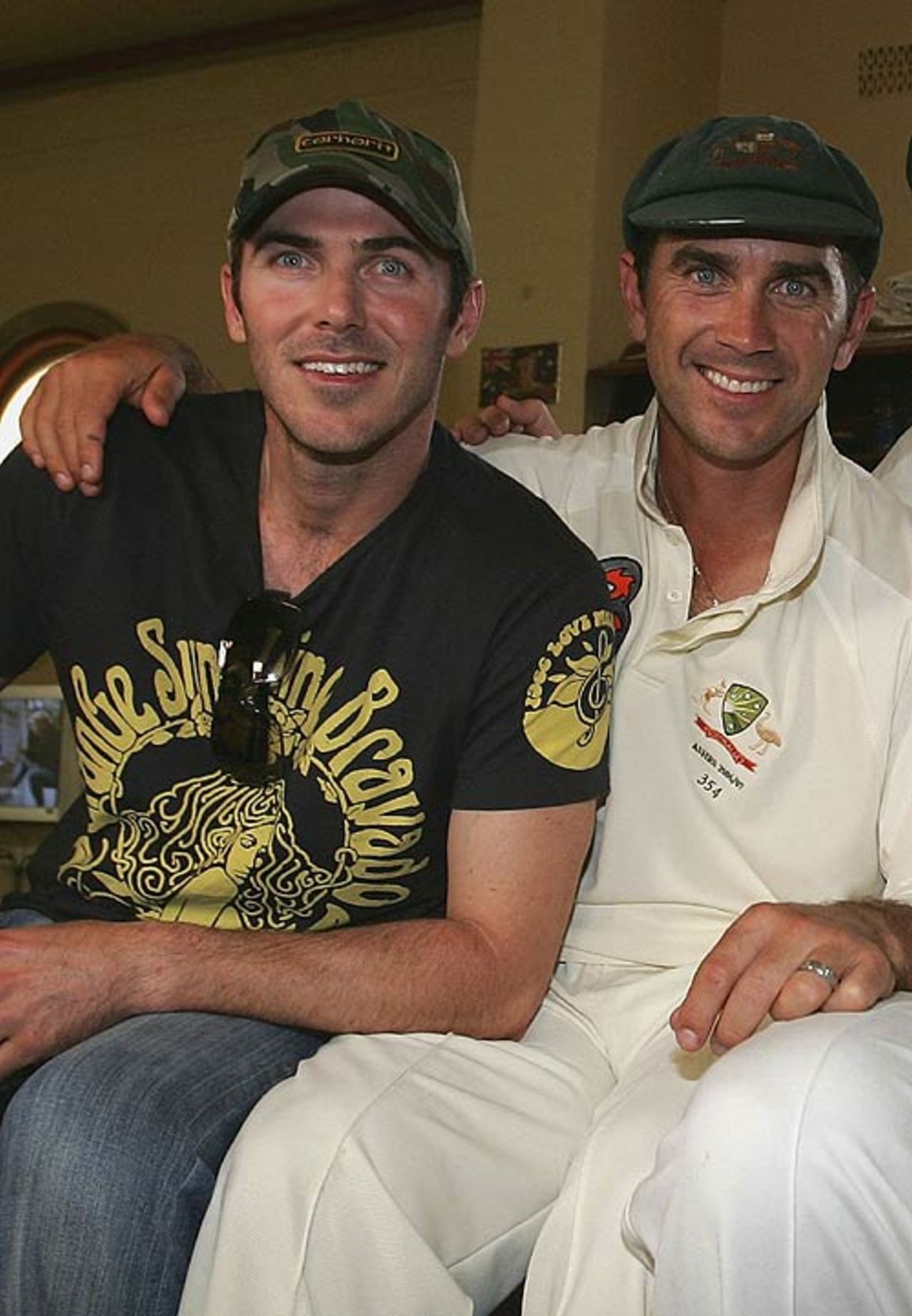 Damien Martyn joined his retiring team-mates, including Justin Langer, in the SCG dressing-rooms after the 5-0 Ashes win, Australia v England, 5th Test, Sydney, January 5, 2007