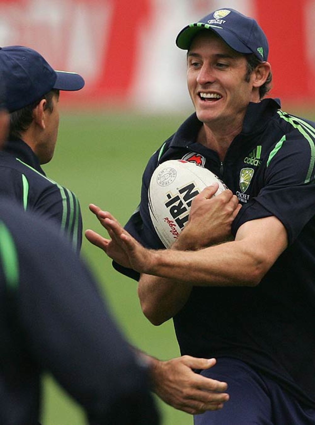 Michael Hussey warms up with touch rugby at the Sydney Cricket Ground, Sydney, January 8, 2007