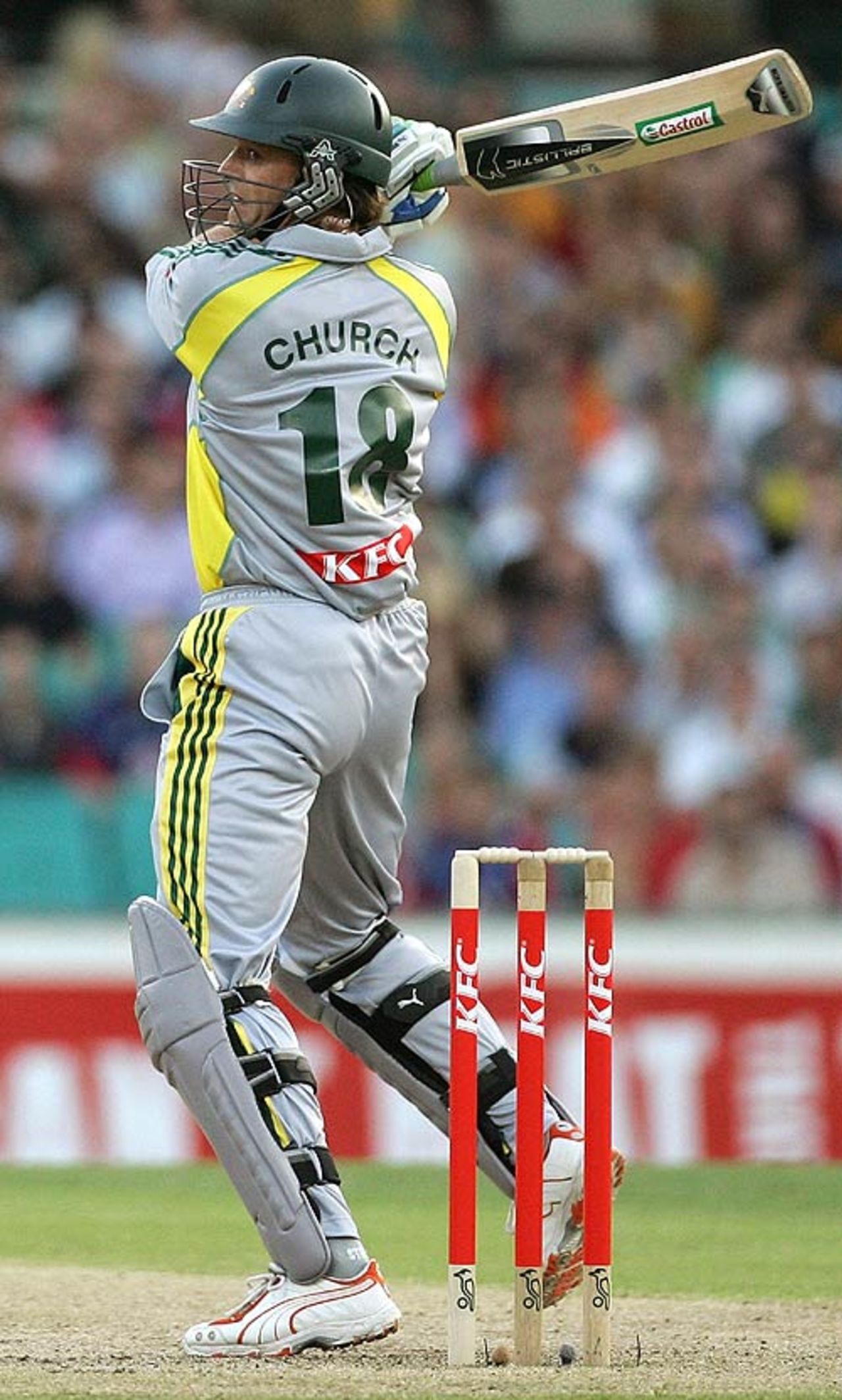 Adam Gilchrist cuts early in the Australia innings, Australia v England, Only Twenty20, Sydney, January 9, 2007