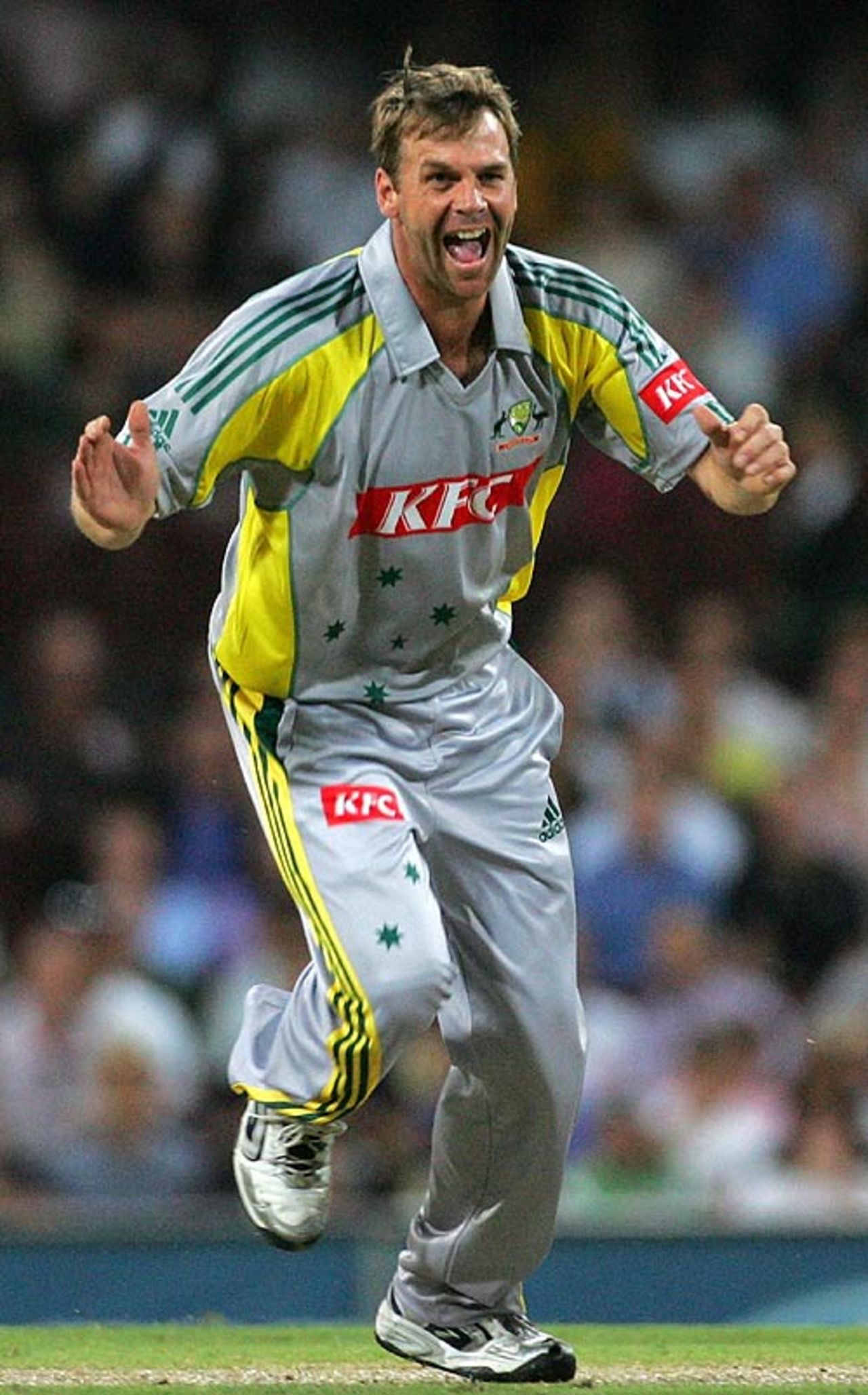 Shane Harwood celebrates his first Twenty20 wicket, Australia v England, Only Twenty 20, Sydney, January 9, 2007