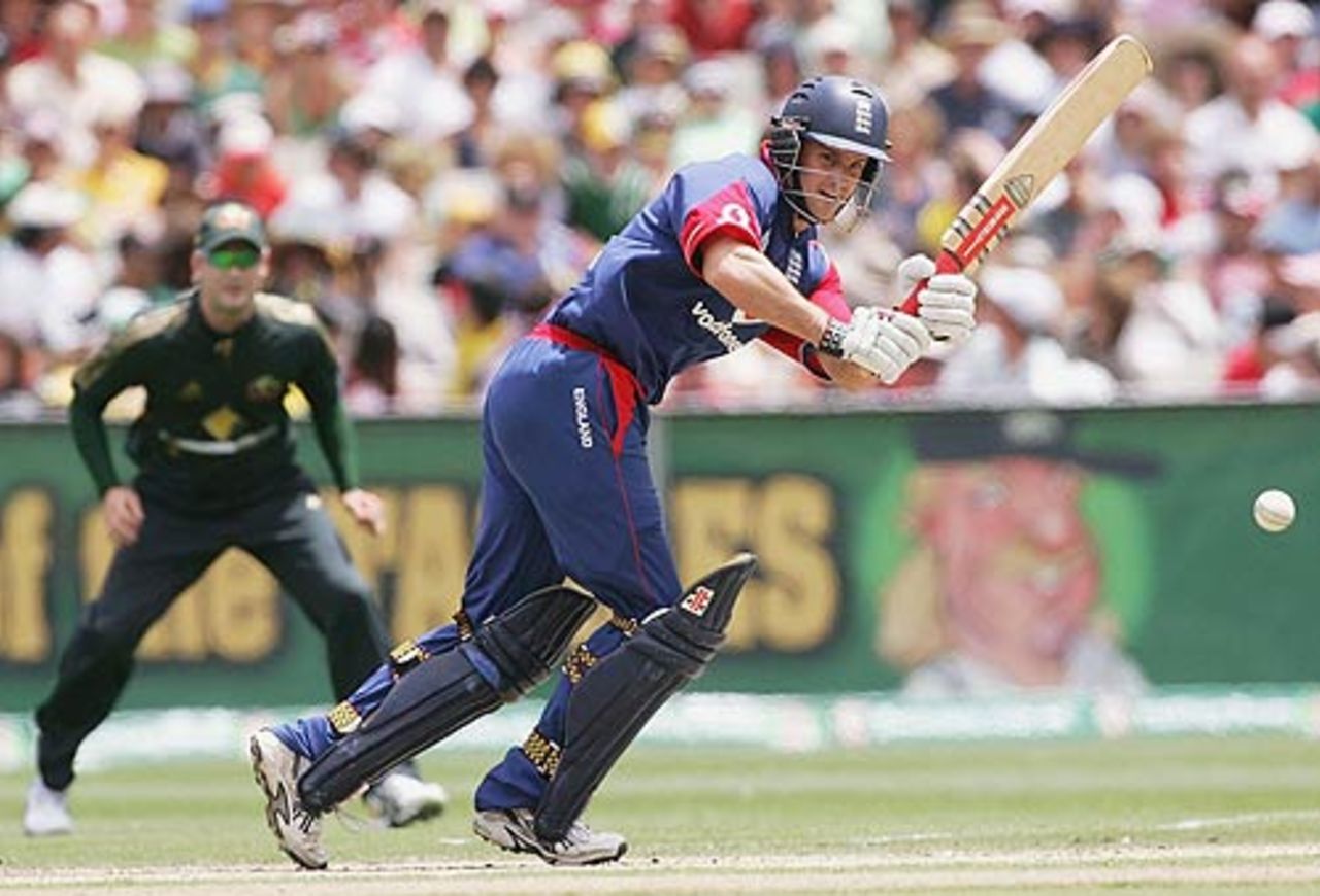 Andrew Strauss flicks off his pads, Australia v England, Commonwealth Bank Series, 1st Match, Melbourne, January 12, 2007
