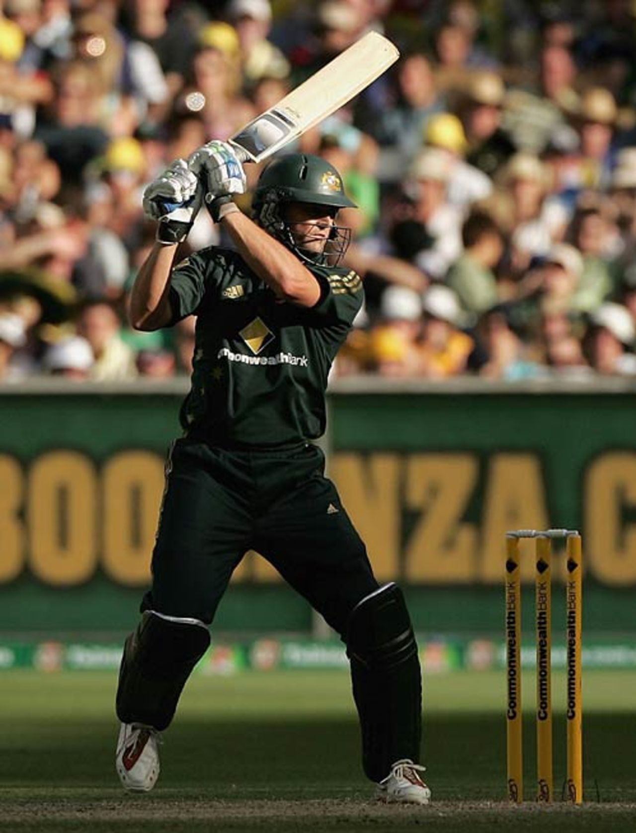Adam Gilchrist carves a boundary during his 60, Australia v England, Commonwealth Bank Series, 1st Match, Melbourne, January 12, 2007