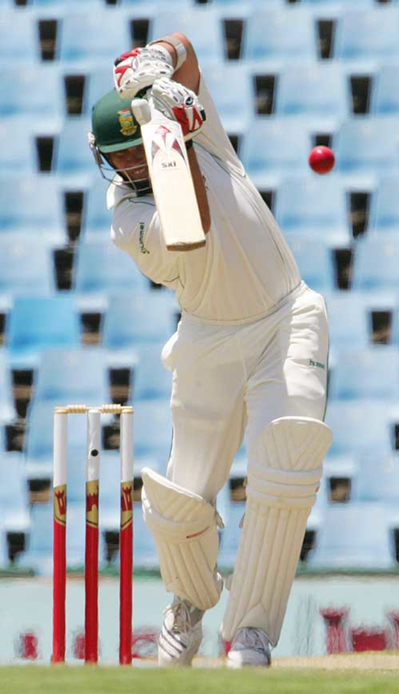 Jacques Kallis drives straight down the ground, South Africa v Pakistan, 1st Test, Centurion Park, 2nd day, January 12, 2007