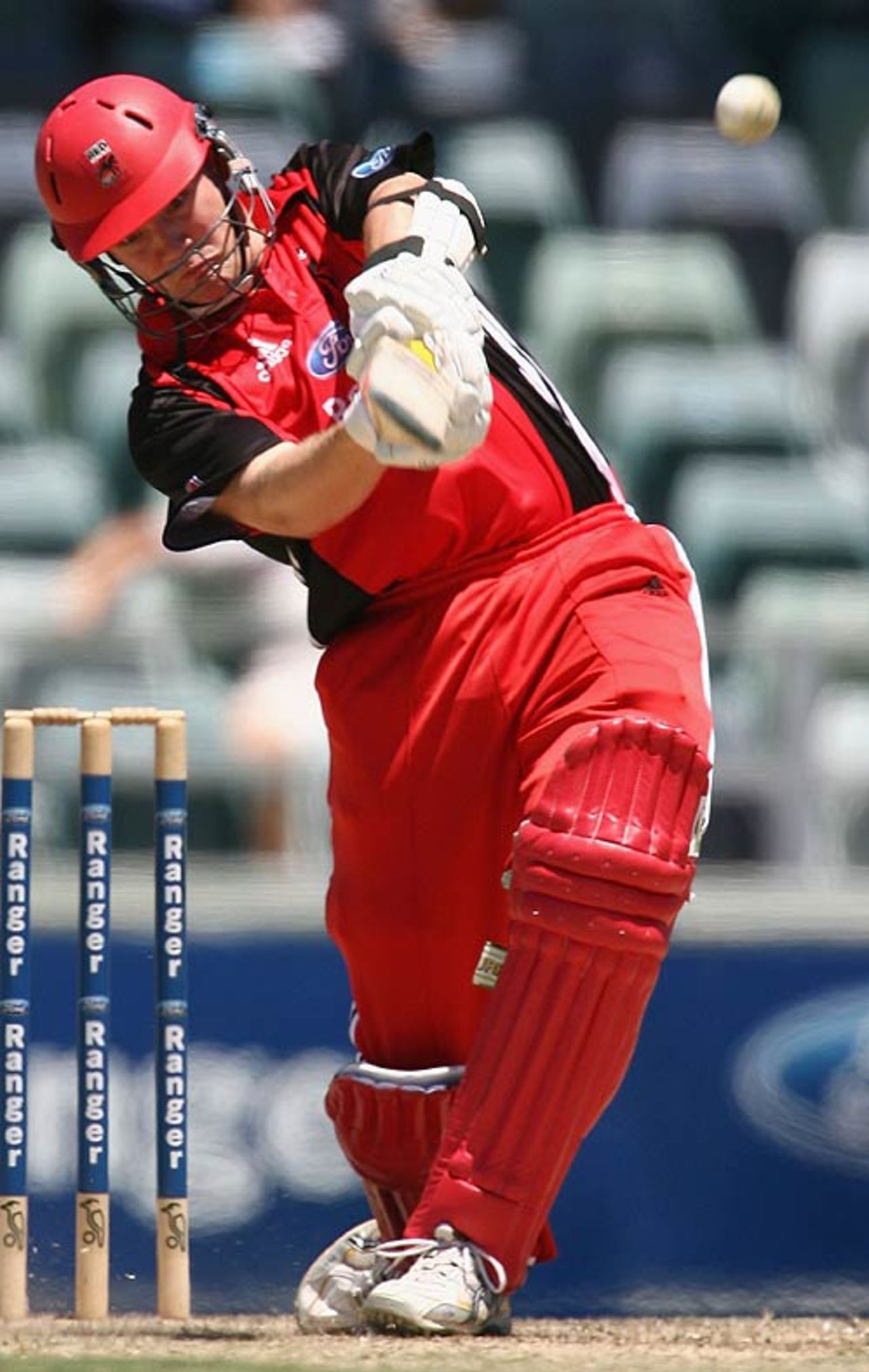Nathan Adcock hits over the infield during his innings of 90, Western Australia v South Australia, FR Cup, Perth, January 17, 2007