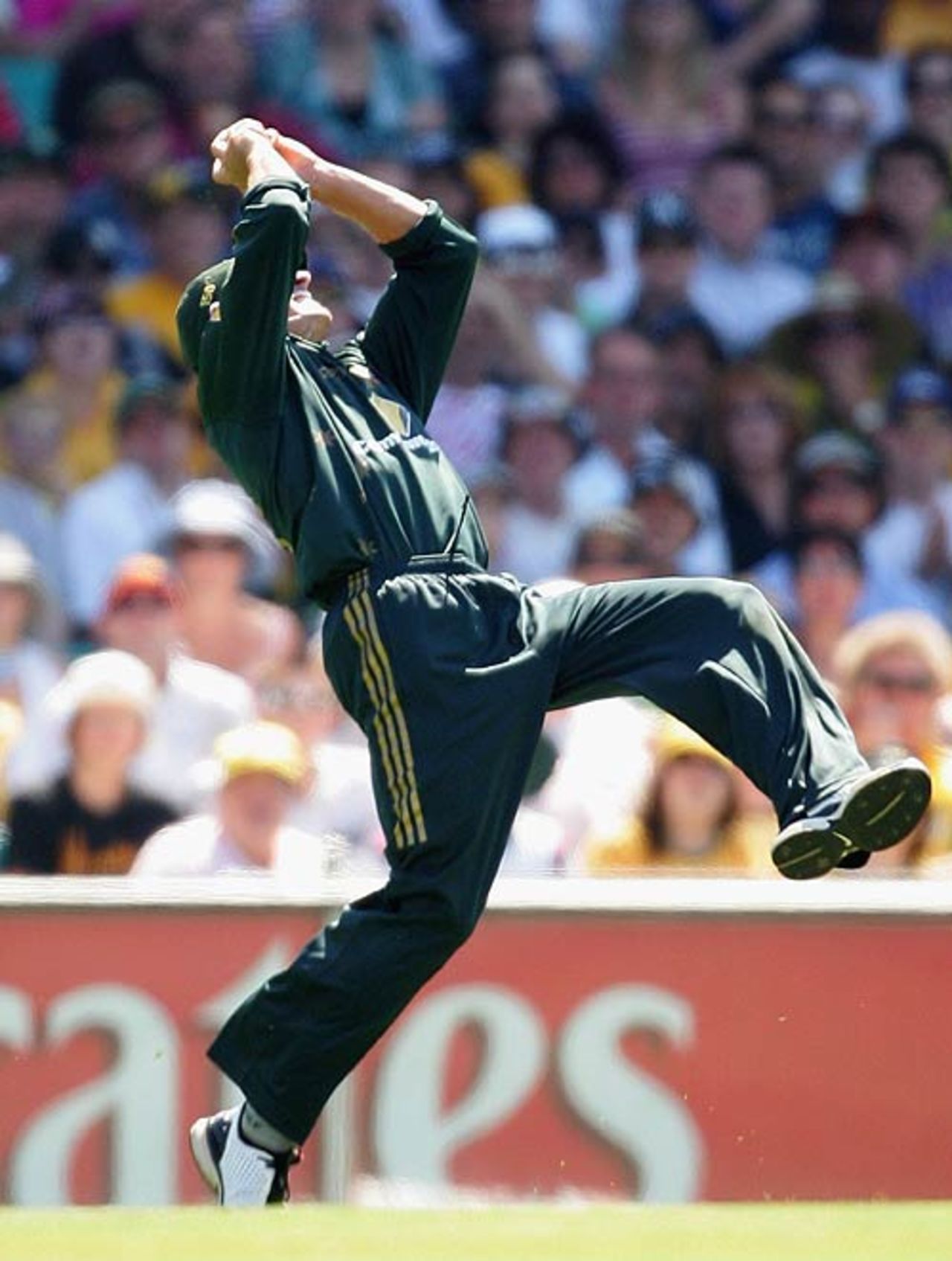 Michael Hussey takes the catch to dismiss Ross Taylor, Australia v New Zealand, CB Series, 5th match, Sydney, January 21, 2007