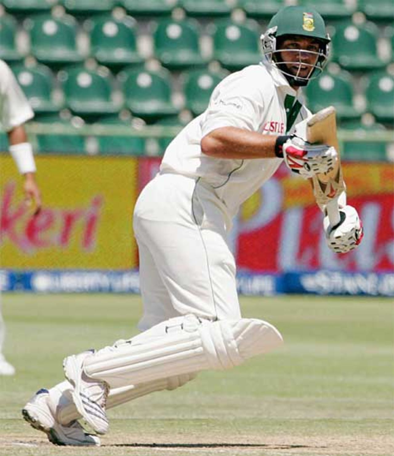 Jacques Kallis plays off his legs on his way to 91, South Africa v Pakistan, 2nd Test, Port Elizabeth, January 21, 2007