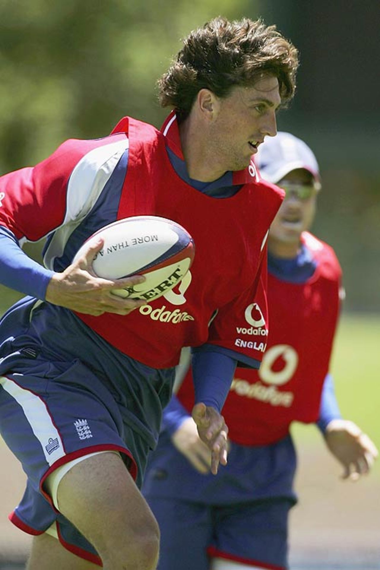Jon Lewis warms up with rugby at the Adelaide Oval, Adelaide, January 22, 2007