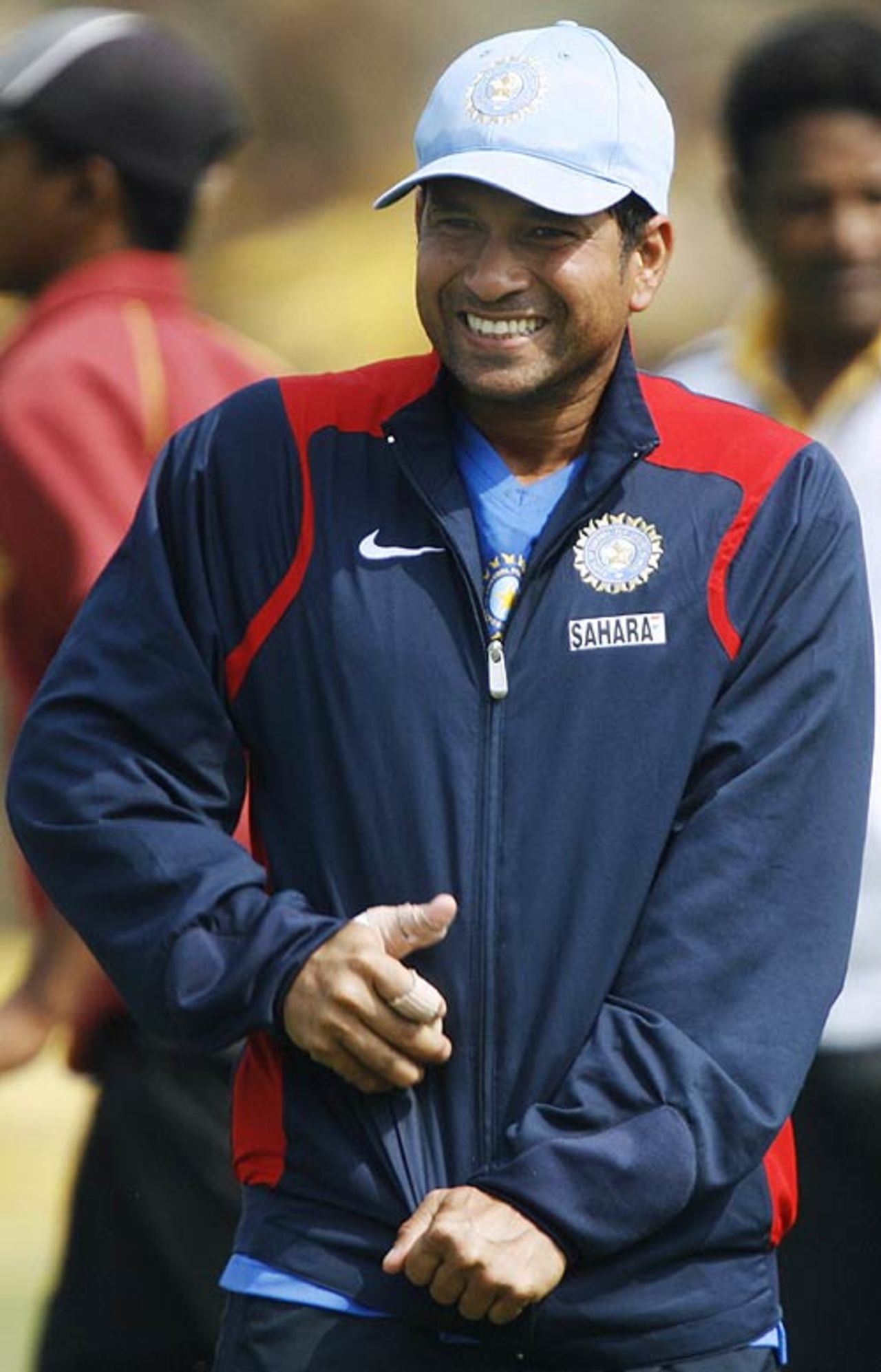 Sachin Tendulkar glosses a ball during during a training session on the eve of the second ODI, Cuttack, January 23, 2007