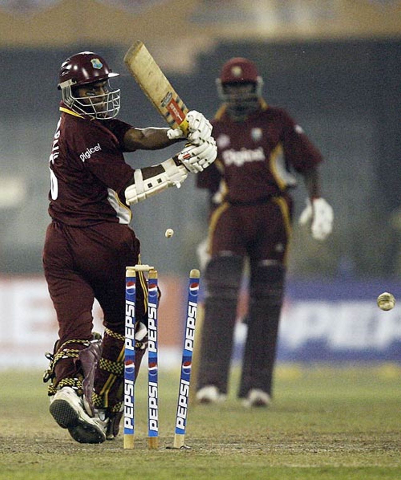 Shivnarine Chanderpaul is bowled by Zaheer Khan, India v West Indies, 2nd ODI, Cuttack, January 24, 2007
