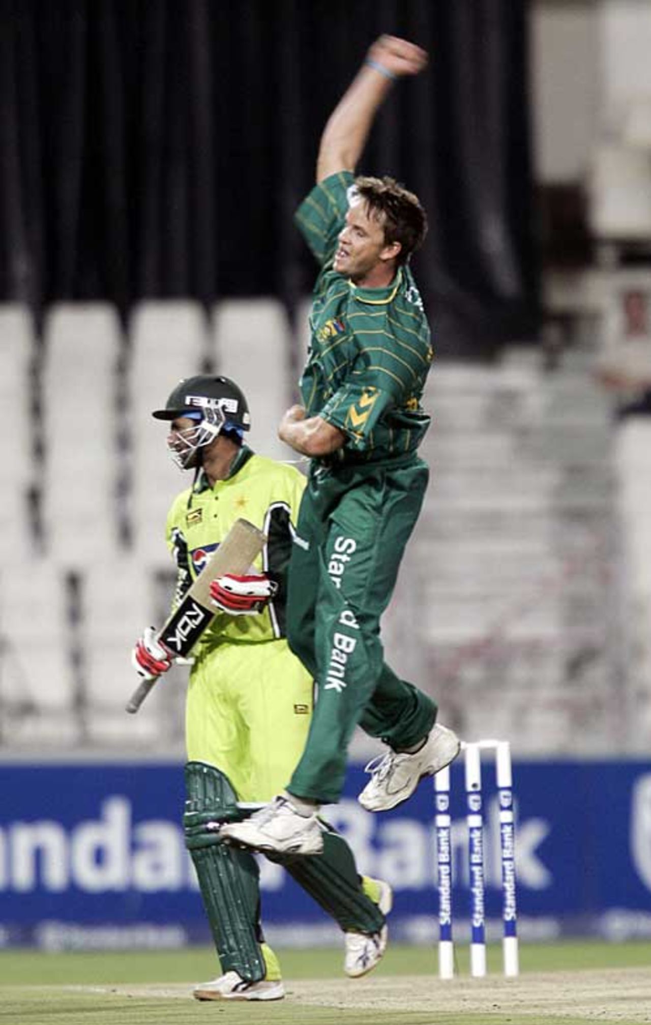 Albie Morkel jumps for joy after removing Shoaib Malik, South Africa v Pakistan, Twenty20, Johannesburg, February 2, 2007