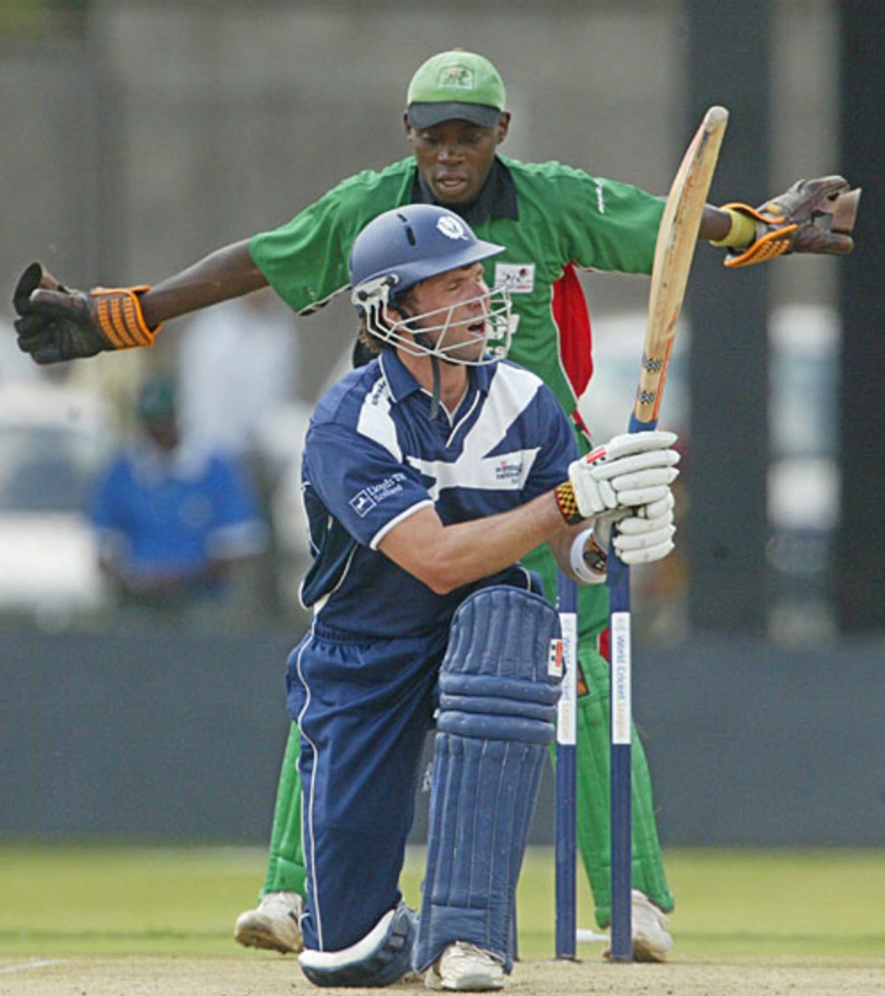 Fraser Watts is bowled for 58, Kenya v Scotland, World Cricket League, , February 3, 2007