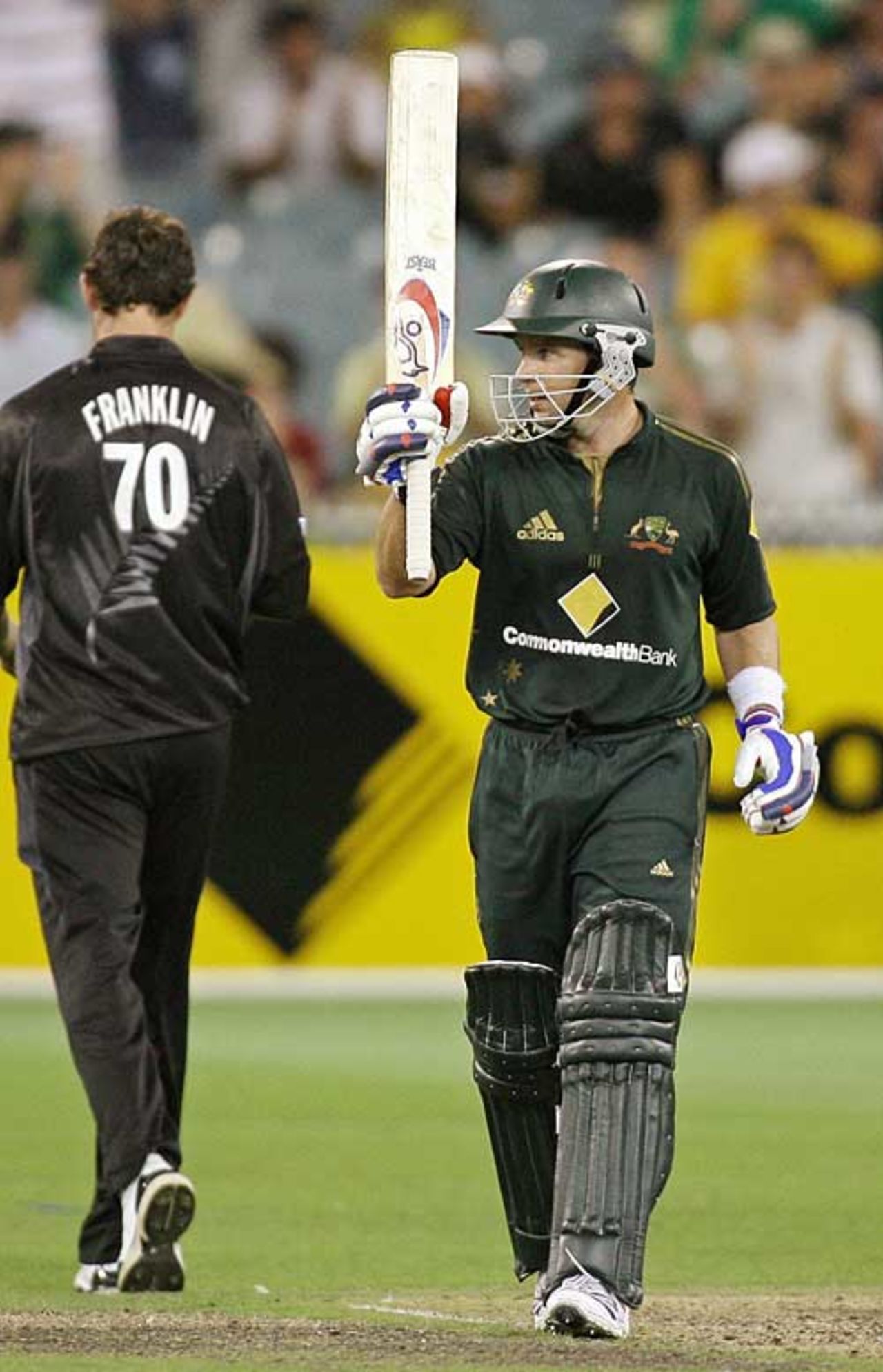 Brad Hodge reaches his half century, Australia v New Zealand, CB Series, 11th match, Melbourne, February 4, 2007