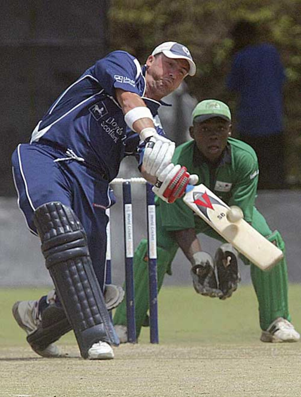 Gavin Hamilton goes over the top during his 58, Kenya v Scotland, World Cup Cricket, Nairobi, February 4, 2007