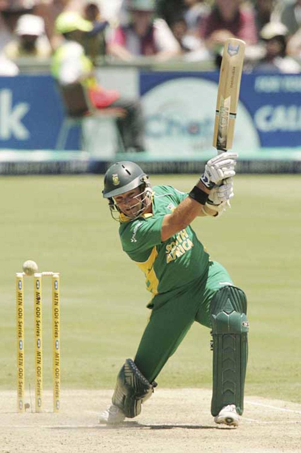Mark Boucher flays through the covers, South Africa v Pakistan, 1st ODI, Centurion Park, February 4, 2007
